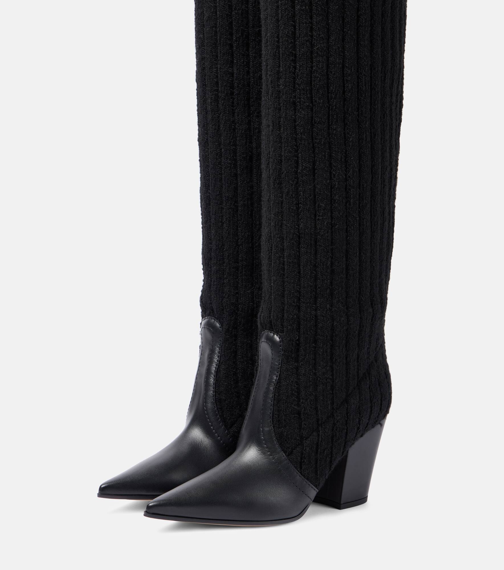 Leather-trimmed knee-high boots - 4