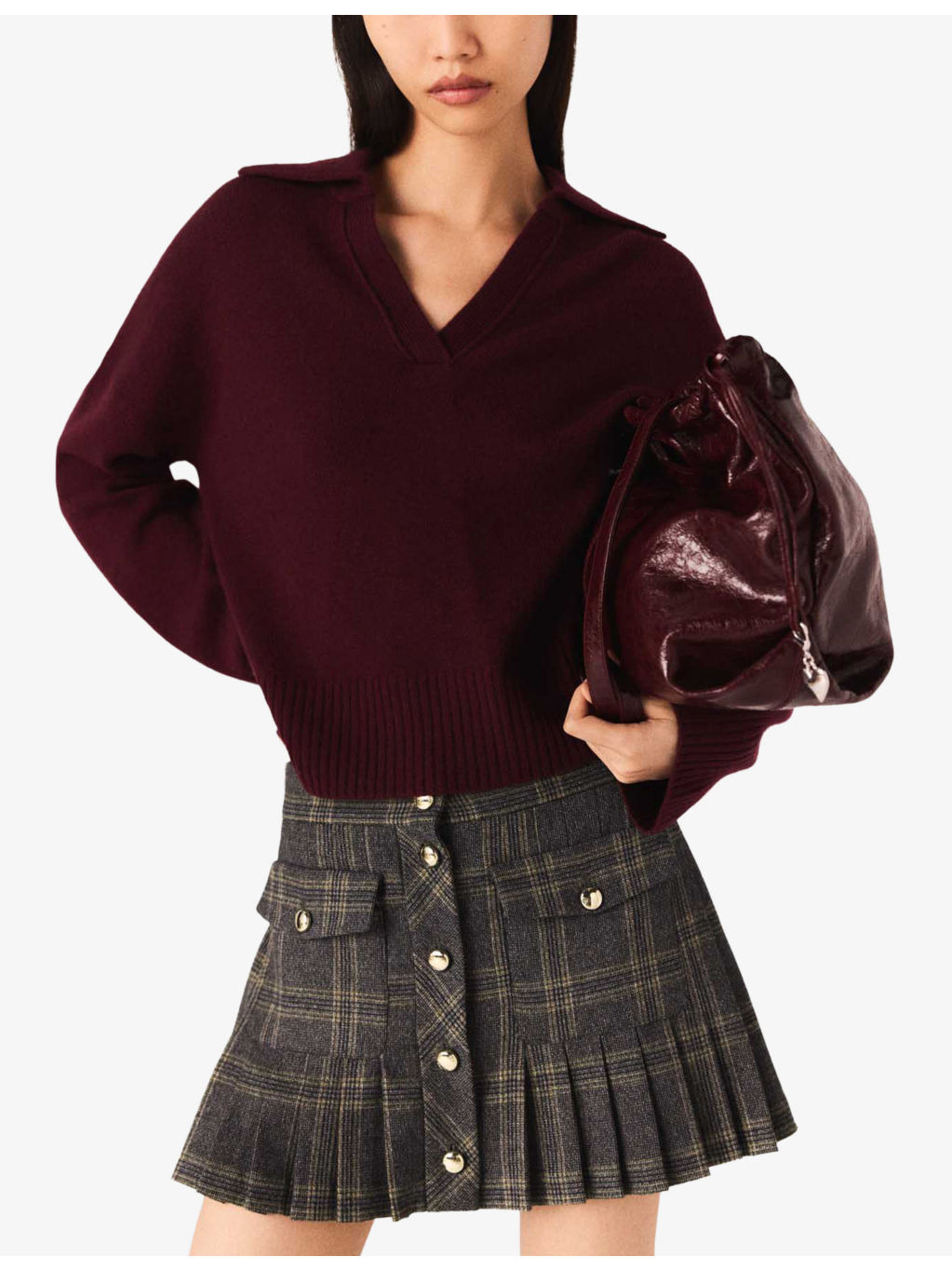 Checked Pleated Woven Mini Skirt - 3