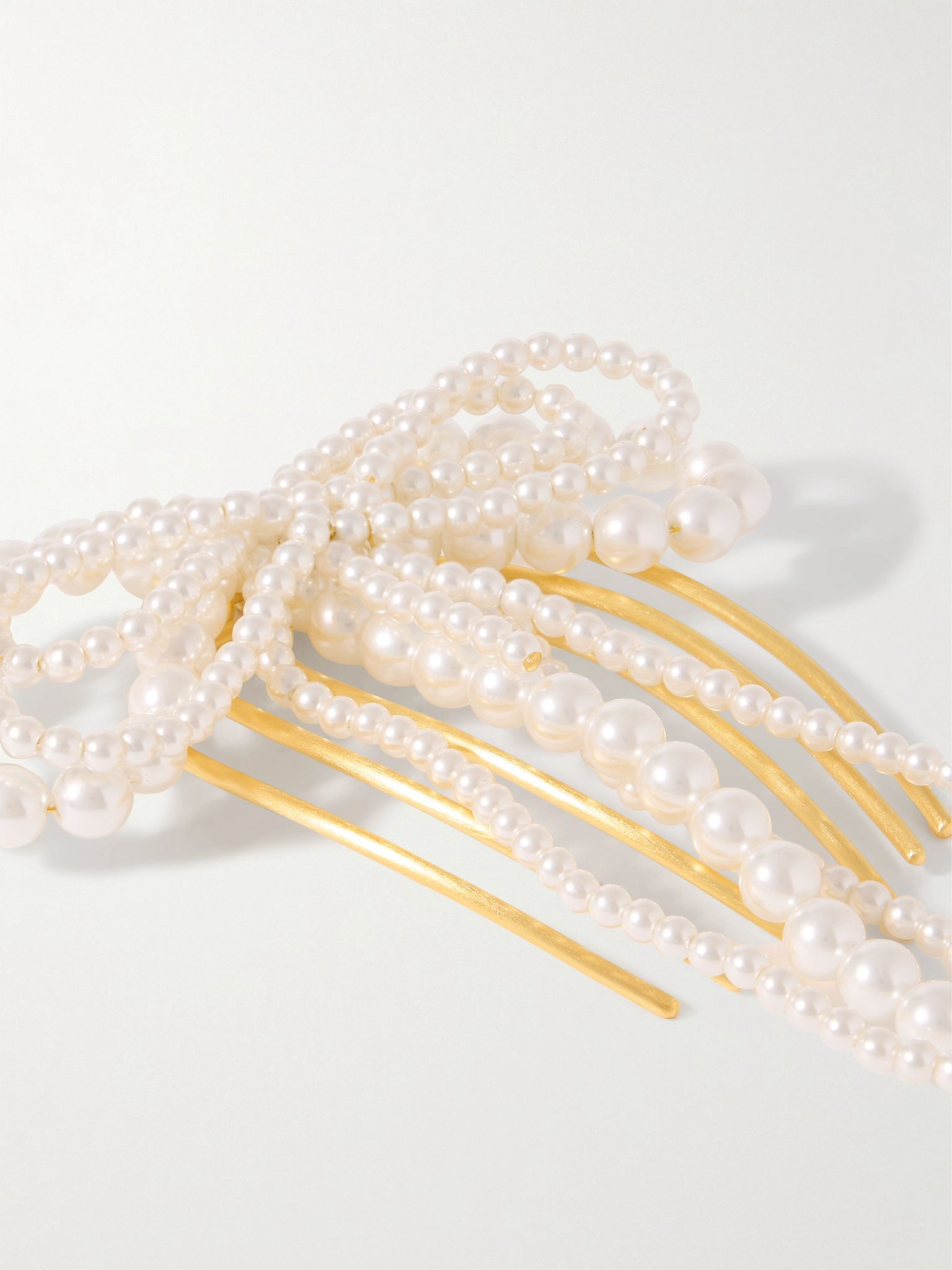 Gold-plated faux pearl hair comb Ivory - 4