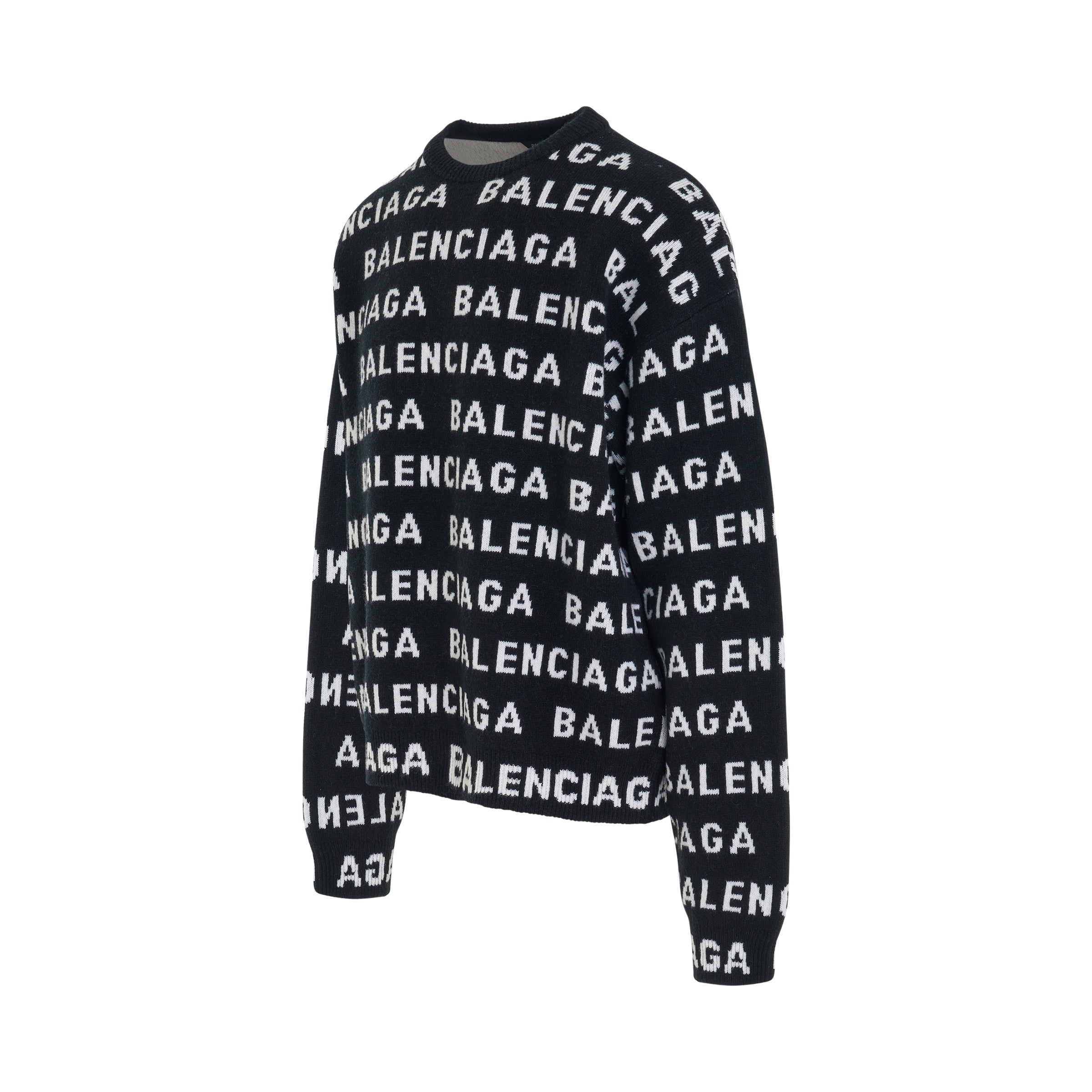 All-Over Logo Knit Sweater in Black/White - 2