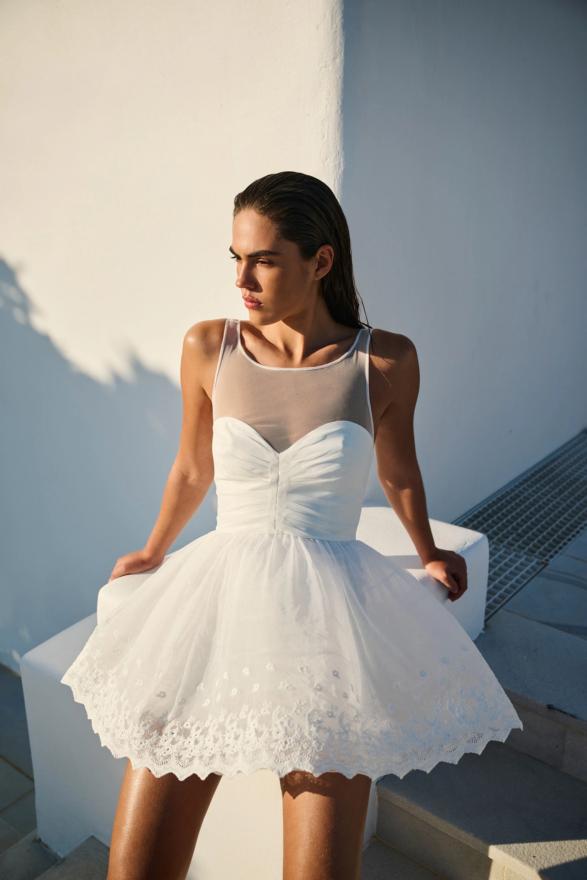 Hilda Hoop Mini Dress In Ivory - 1