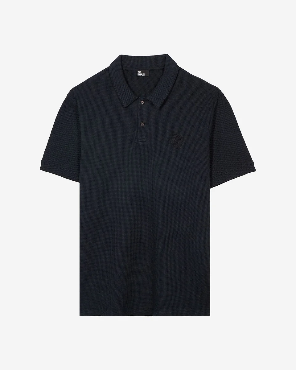 HONEYCOMB POLO SHIRT WITH NAVY CREST - 1