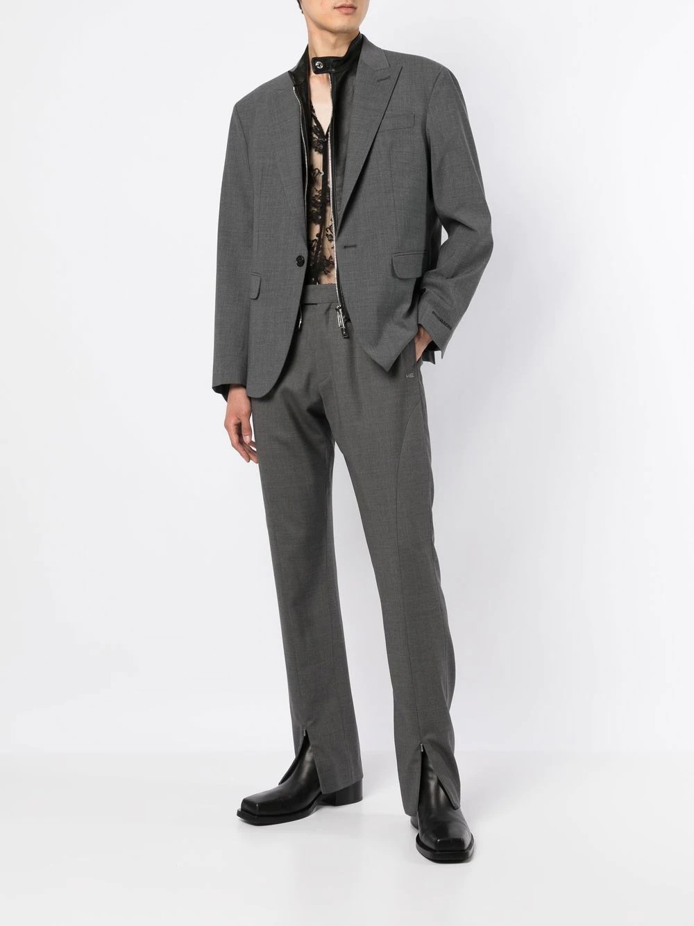 peak-lapel single-breasted blazer - 2