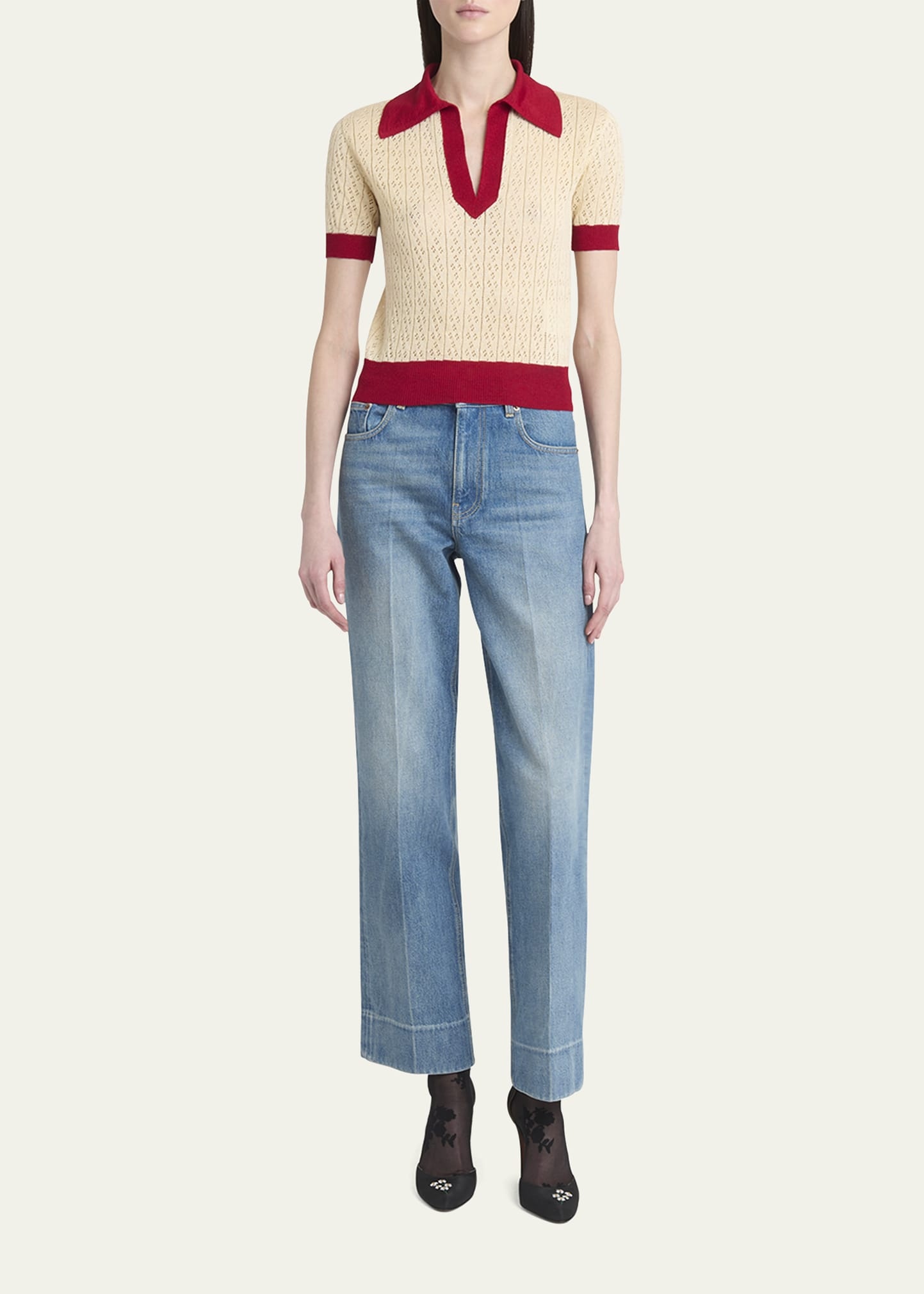 Pointelle Linen-Viscose Sweater - 2