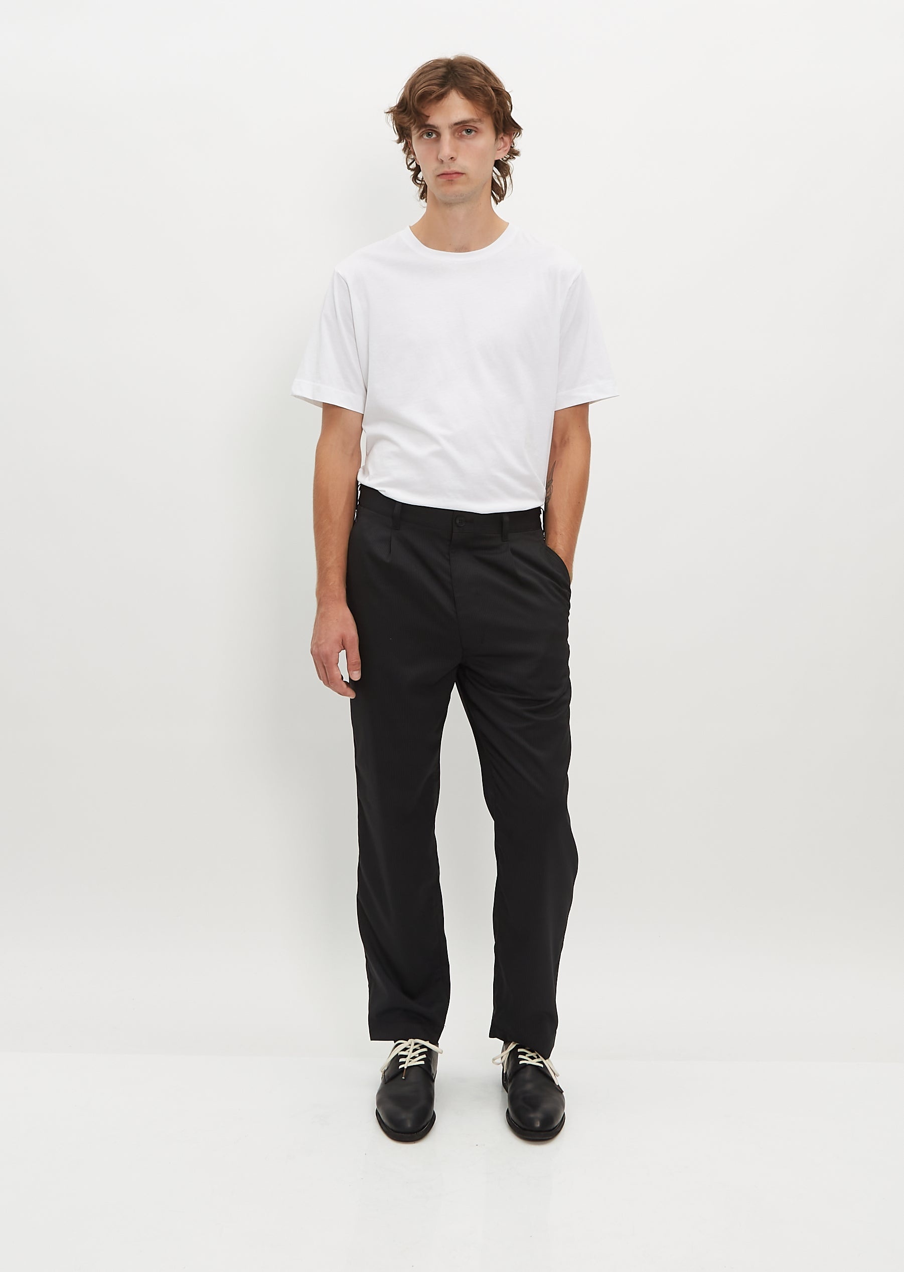 Poly Wool Stripe Trousers - 1