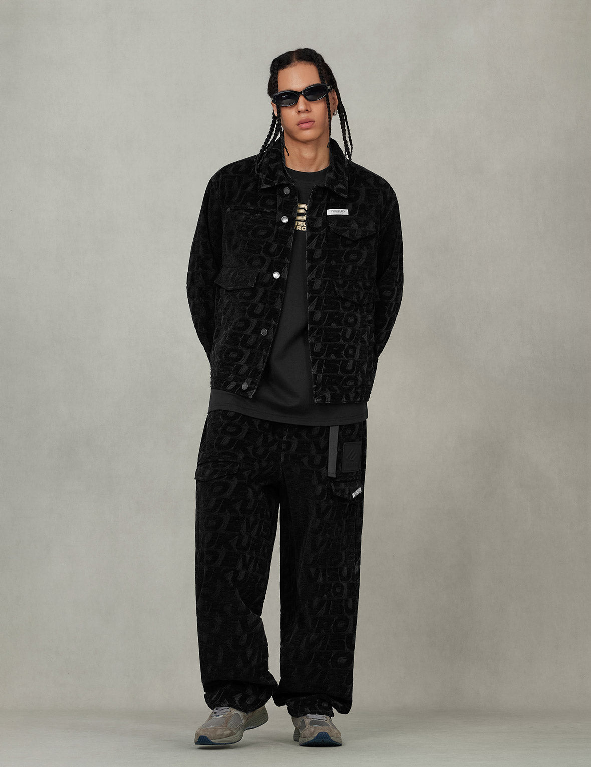 Monogram Allover Jacquard Relax Fit Worker Pants - 5