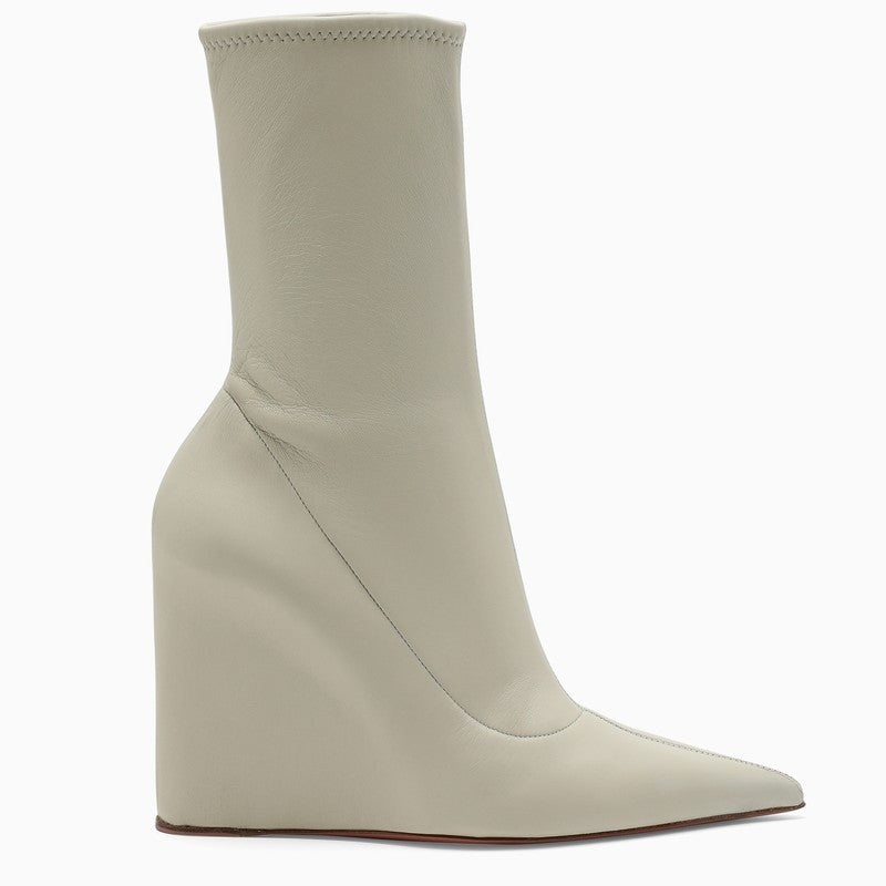 Amina Muaddi White Leather Danielle Wedge Boots Women - 1