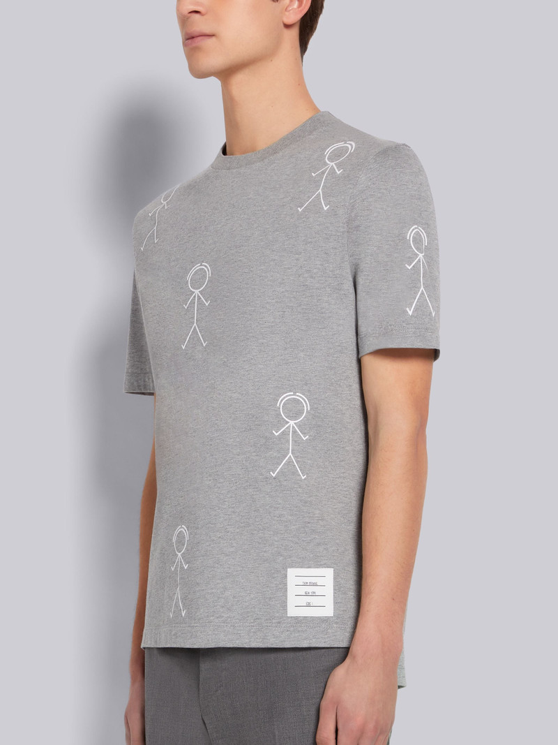Thom Browne Light Grey Midweight Jersey Half Drop Mr. Thom Icon Print Tee outlook