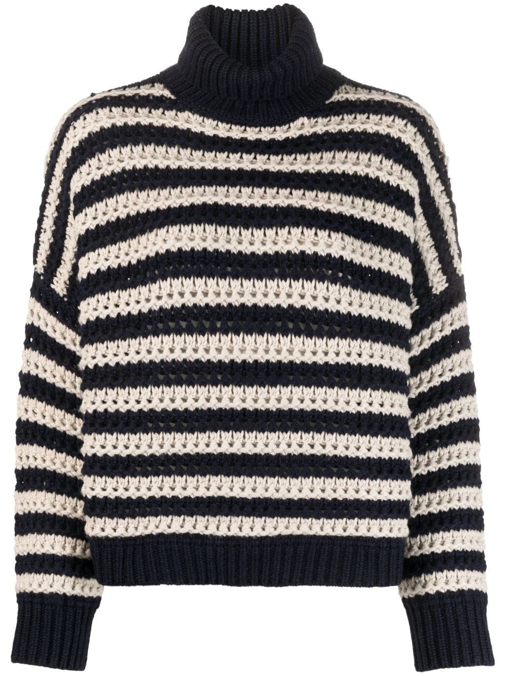 stripe-print turtleneck jumper - 1