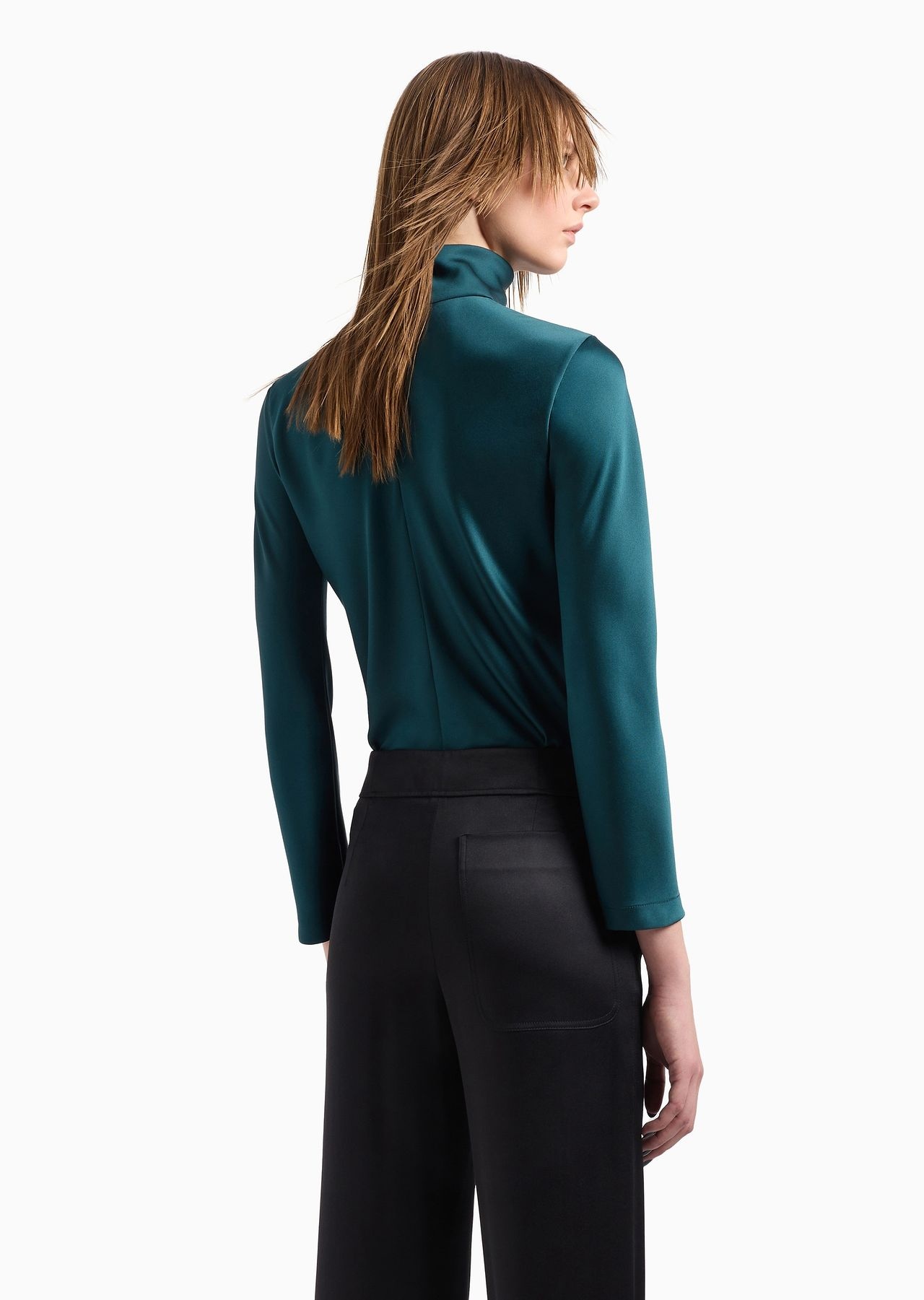 Long-sleeved blouse in silk double satin - 3