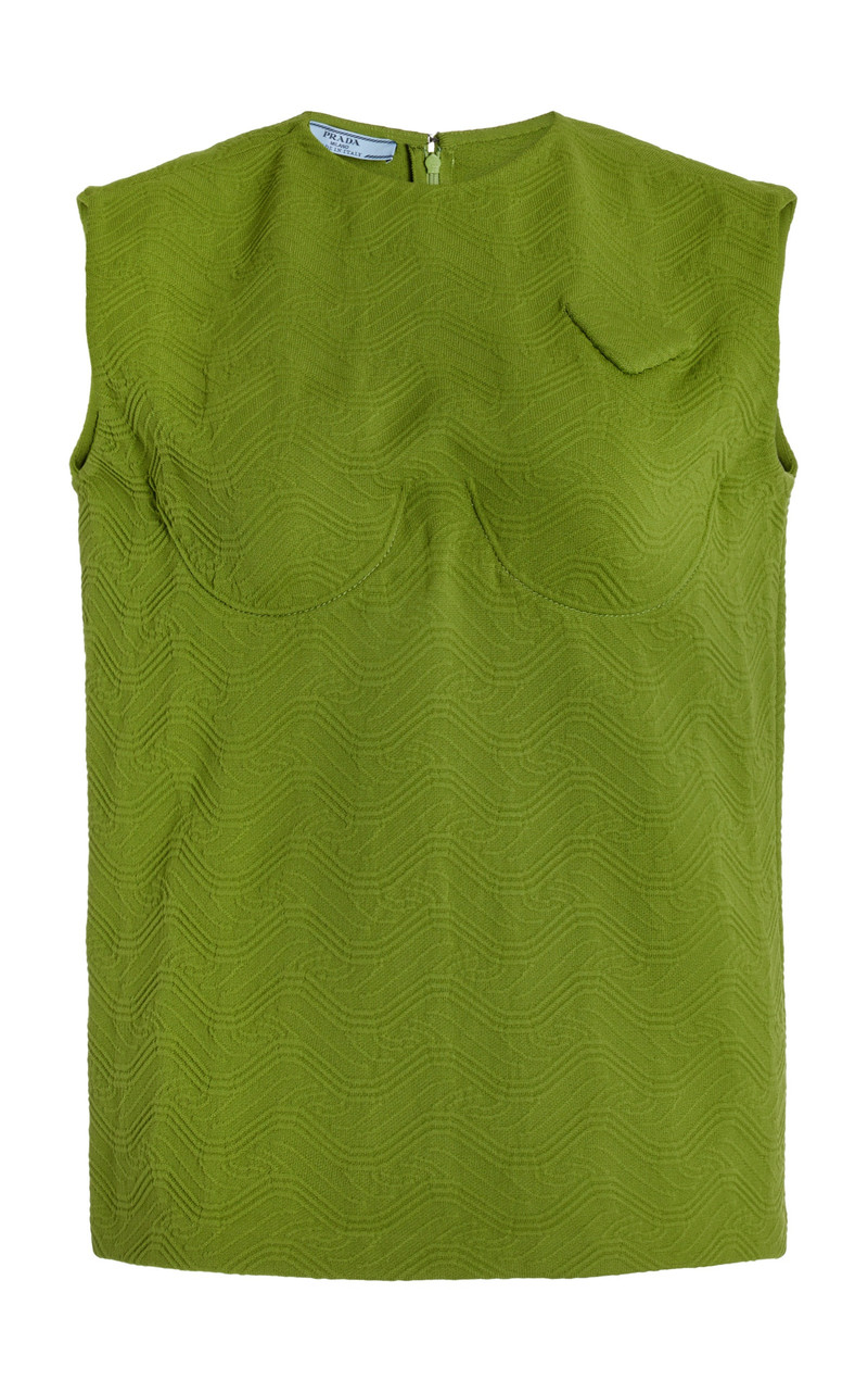 Bra-Detailed Jacquard Top green 1