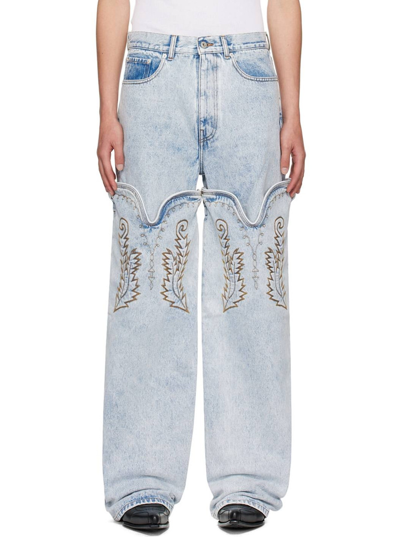 SSENSE Exclusive Blue Maxi Cowboy Cuff Jeans 1