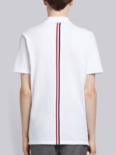 Thom Browne White Cotton Pique Center Back Stripe Relaxed Fit Polo outlook
