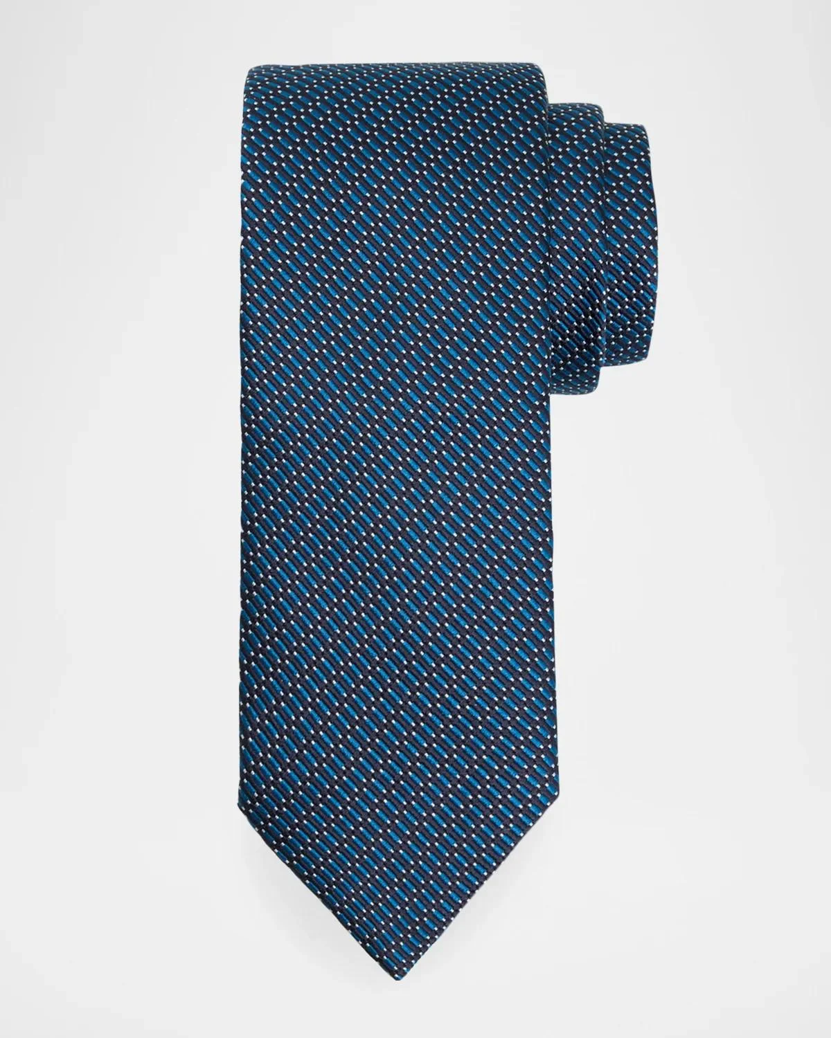 Men's Silk and Cotton Micro Jacquard Tie - 1