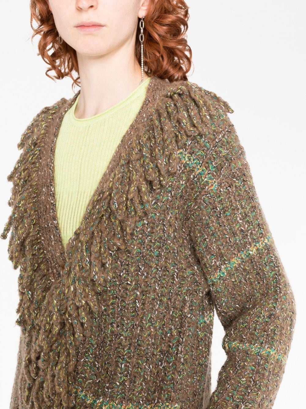 cable-knit tweed cardi-coat - 3