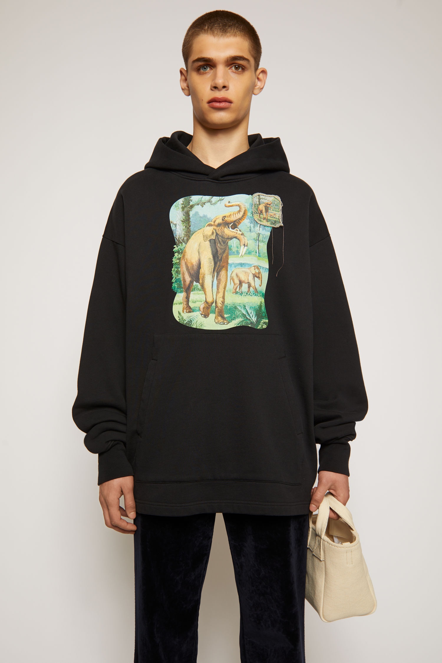 Dinosaur print hooded sweatshirt black - 2