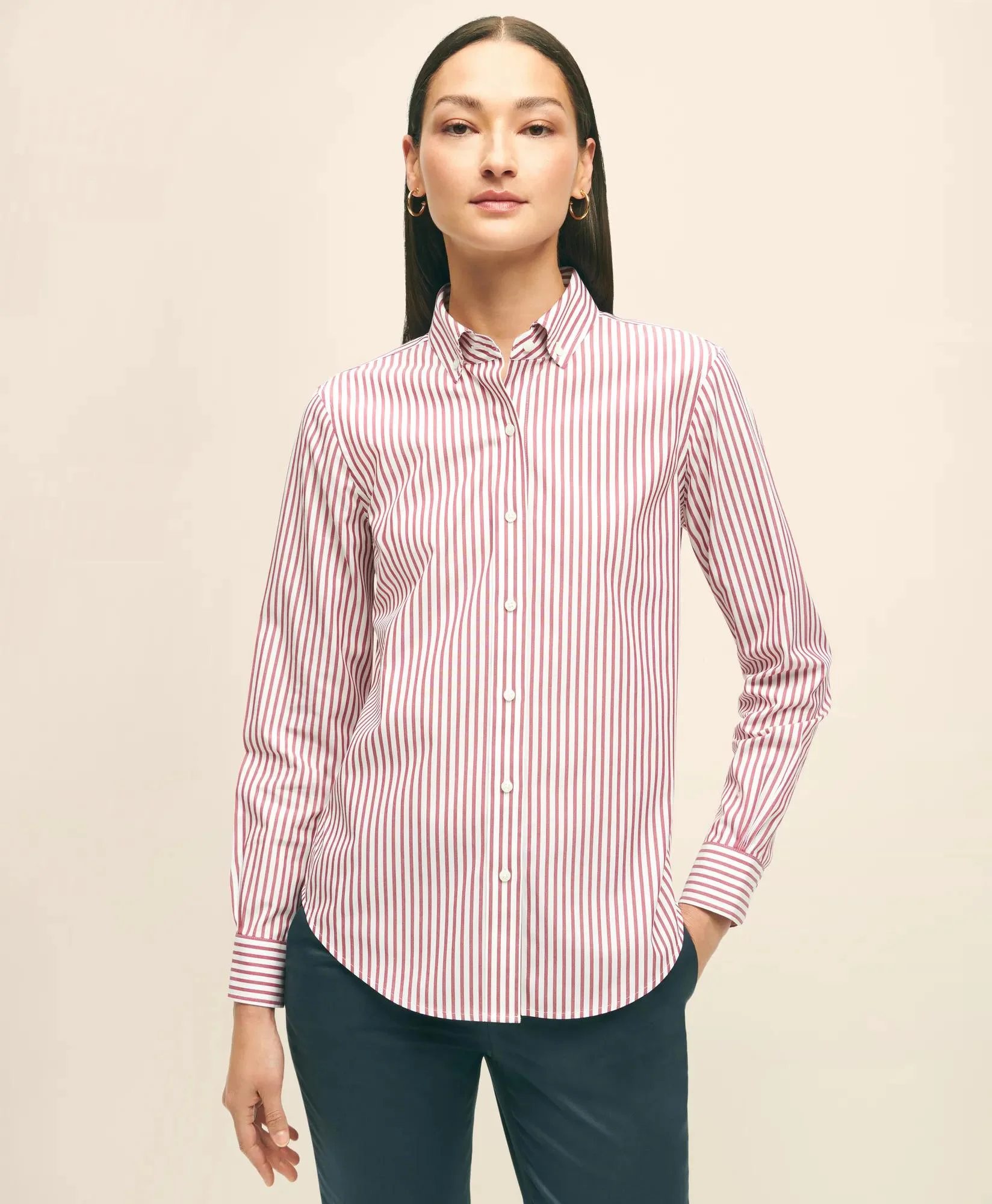 Classic Fit Stretch Supima® Cotton Non-Iron Bengal Stripe Dress Shirt - 1