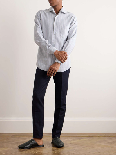 Loro Piana Andre Camp-Collar Striped Linen and Silk-Blend Shirt outlook