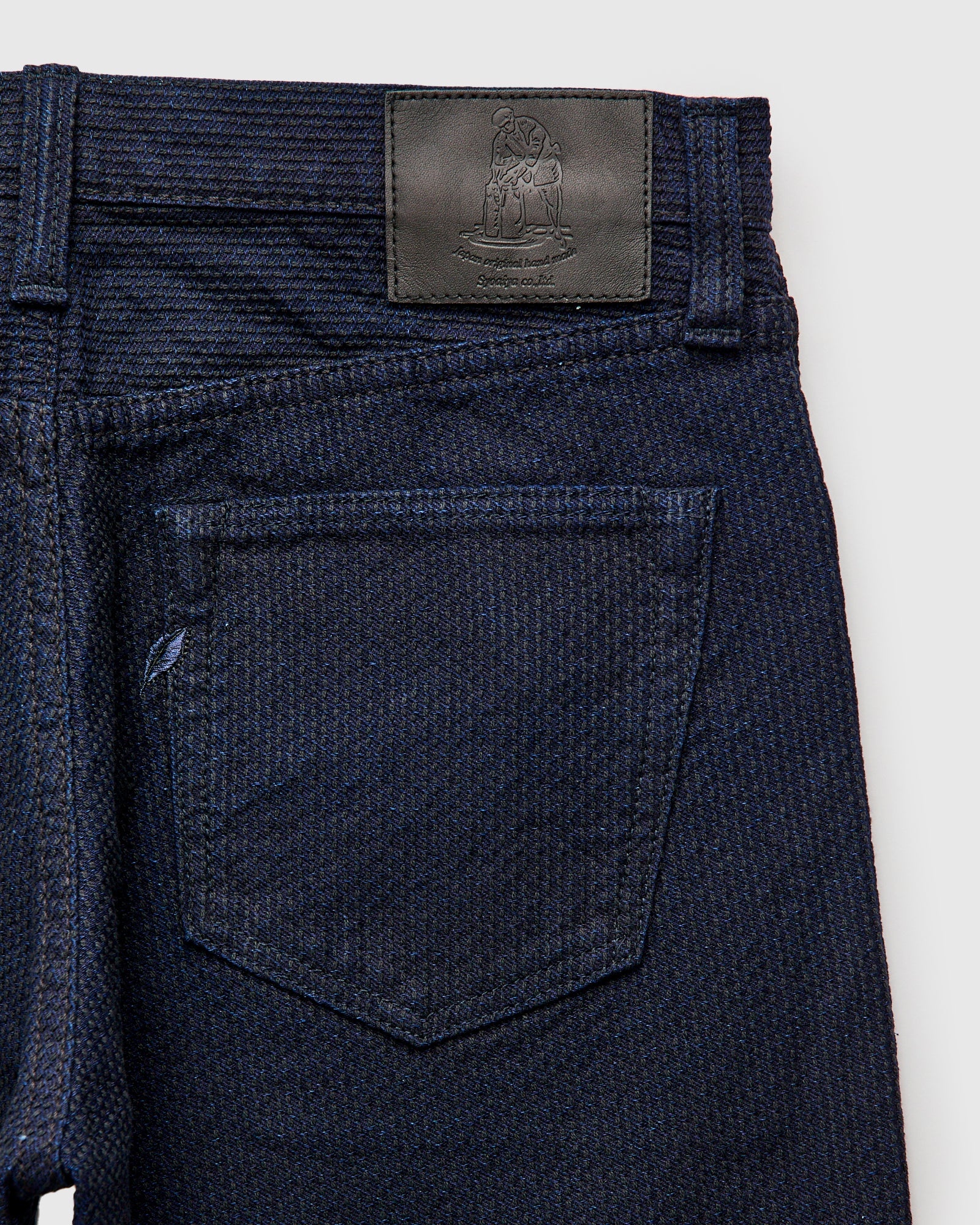 1177-ID Indigo x Black Sashiko Denim - Relaxed Tapered Fit - 3