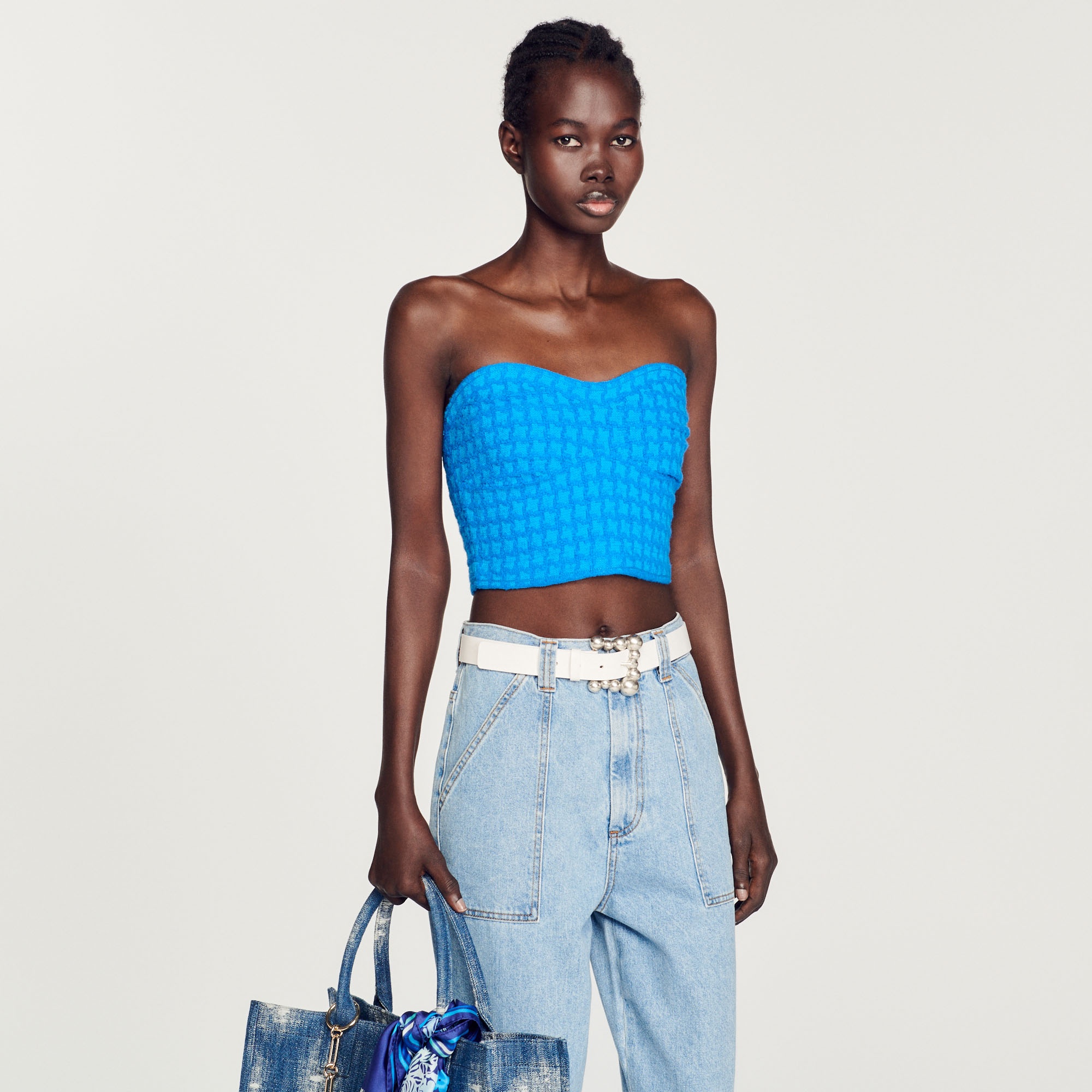 Cropped tweed bustier - 5