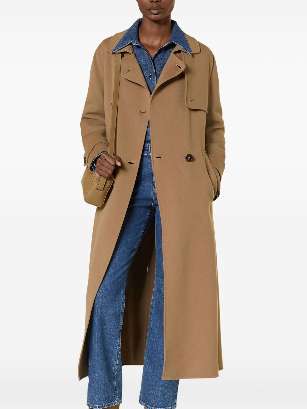 belted double-breasted coat - 2