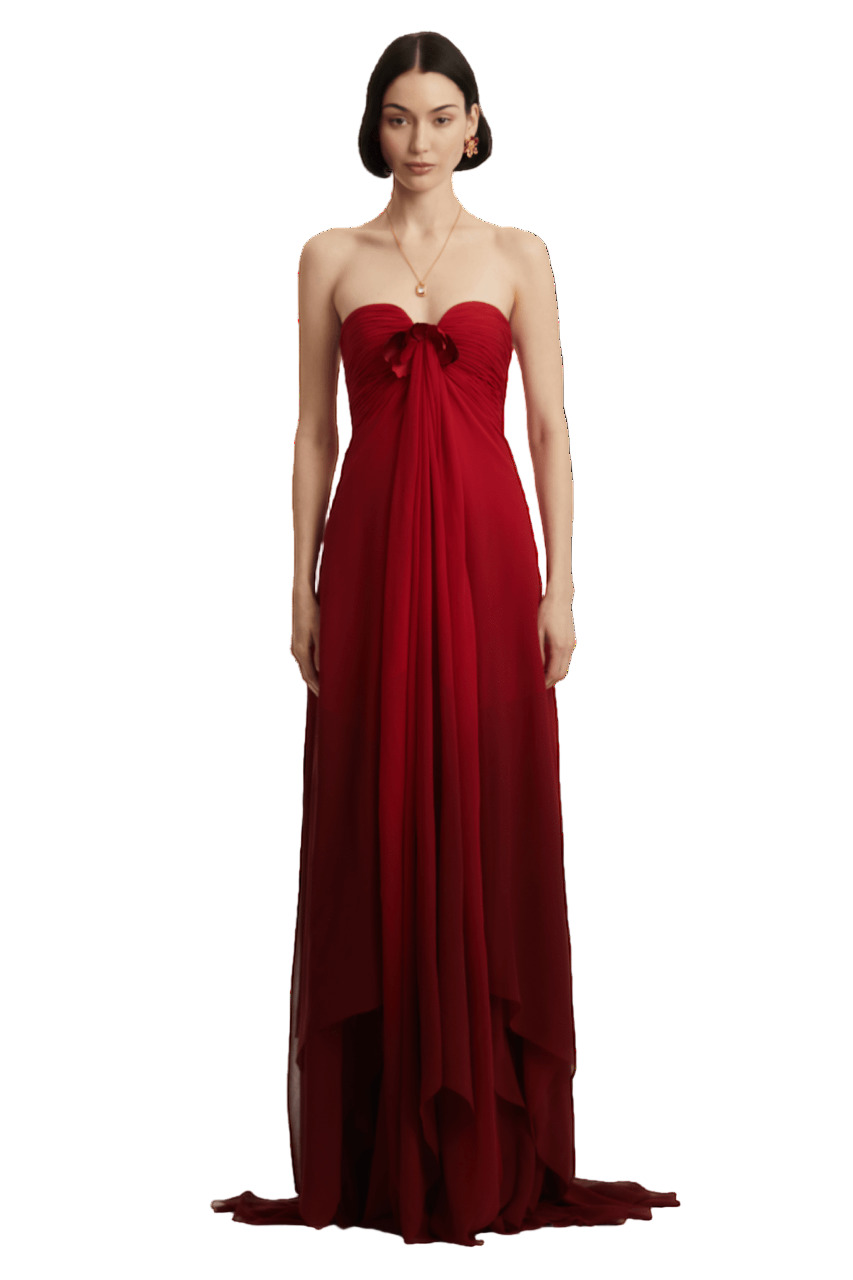 STRAPLESS SILK CHIFFON GOWN - 2