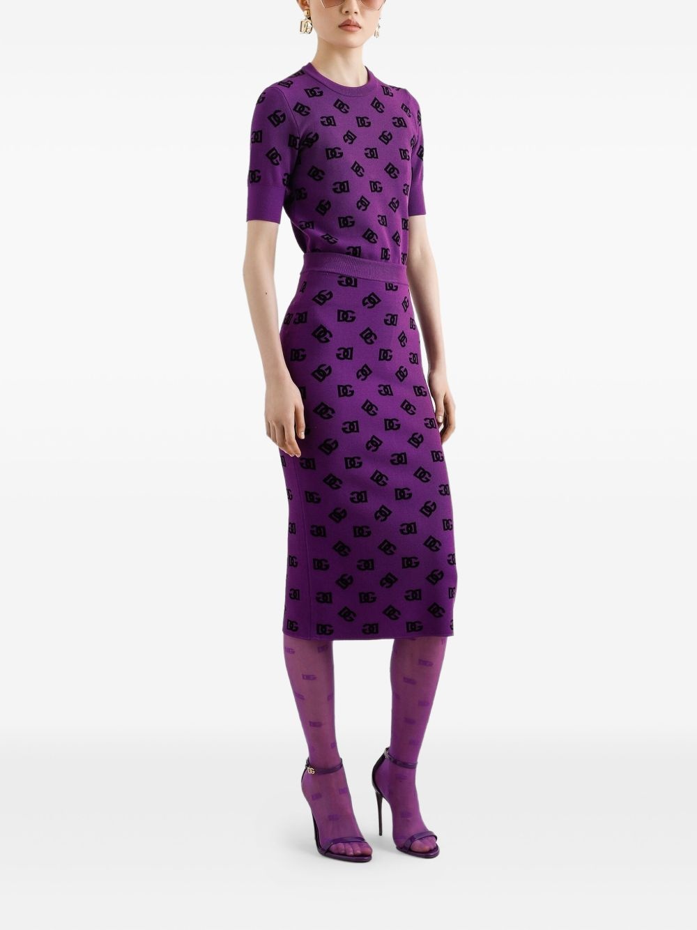 logo-motif midi skirt - 2