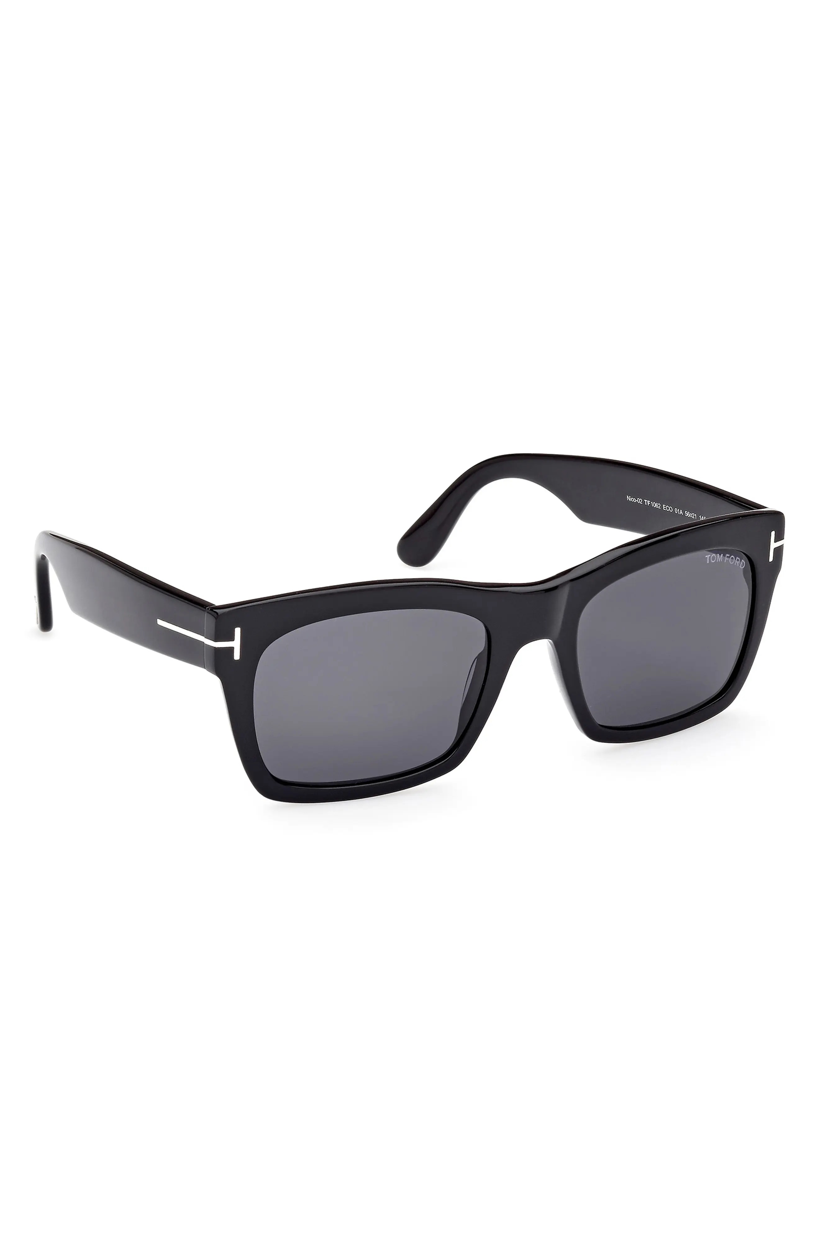 Nico 56mm Square Sunglasses in Shiny Black /Smoke - 3