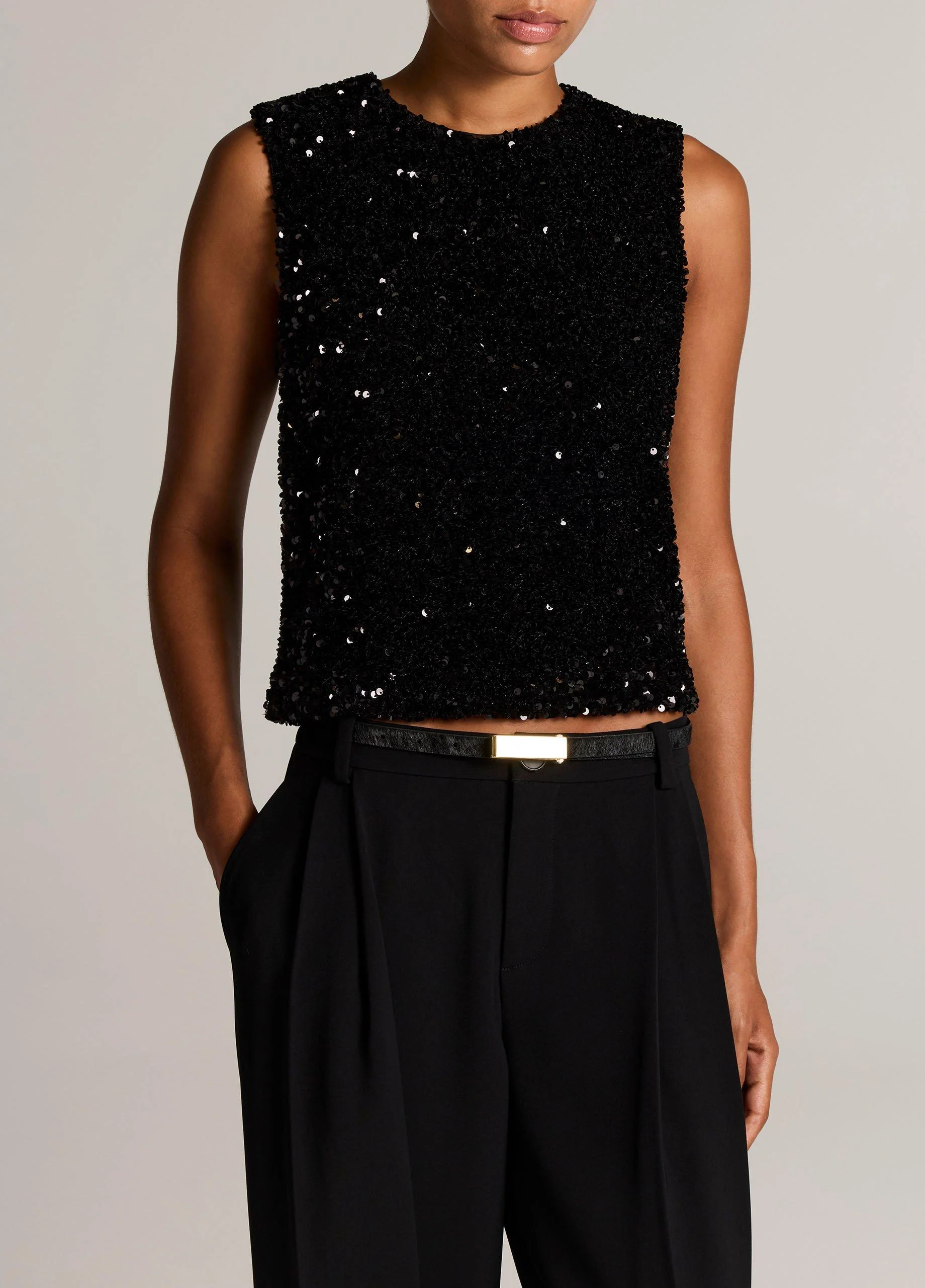 Sequined Velvet Shell - 1
