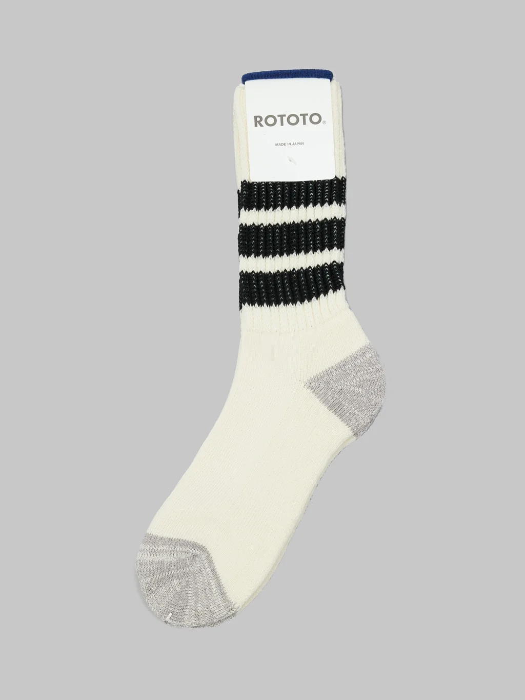 ROTOTO Coarse Ribbed Oldschool Crew Socks Black - 1