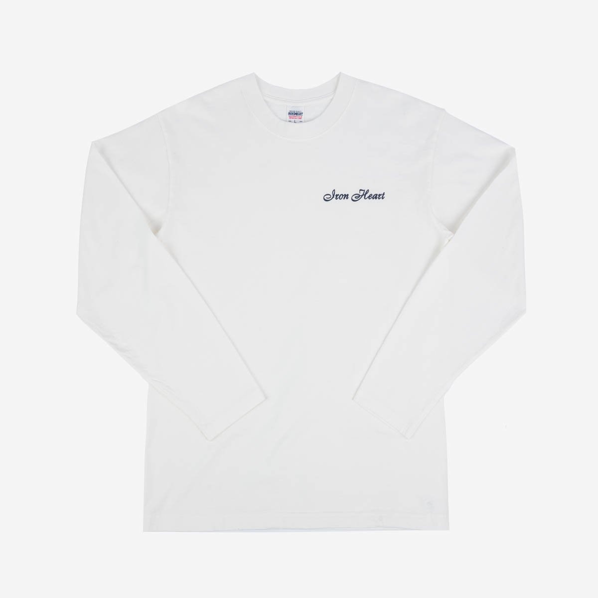 IHTL-2301-WHT 7.5oz Printed Loopwheel Crew Neck Long Sleeved T-Shirt - White - 1