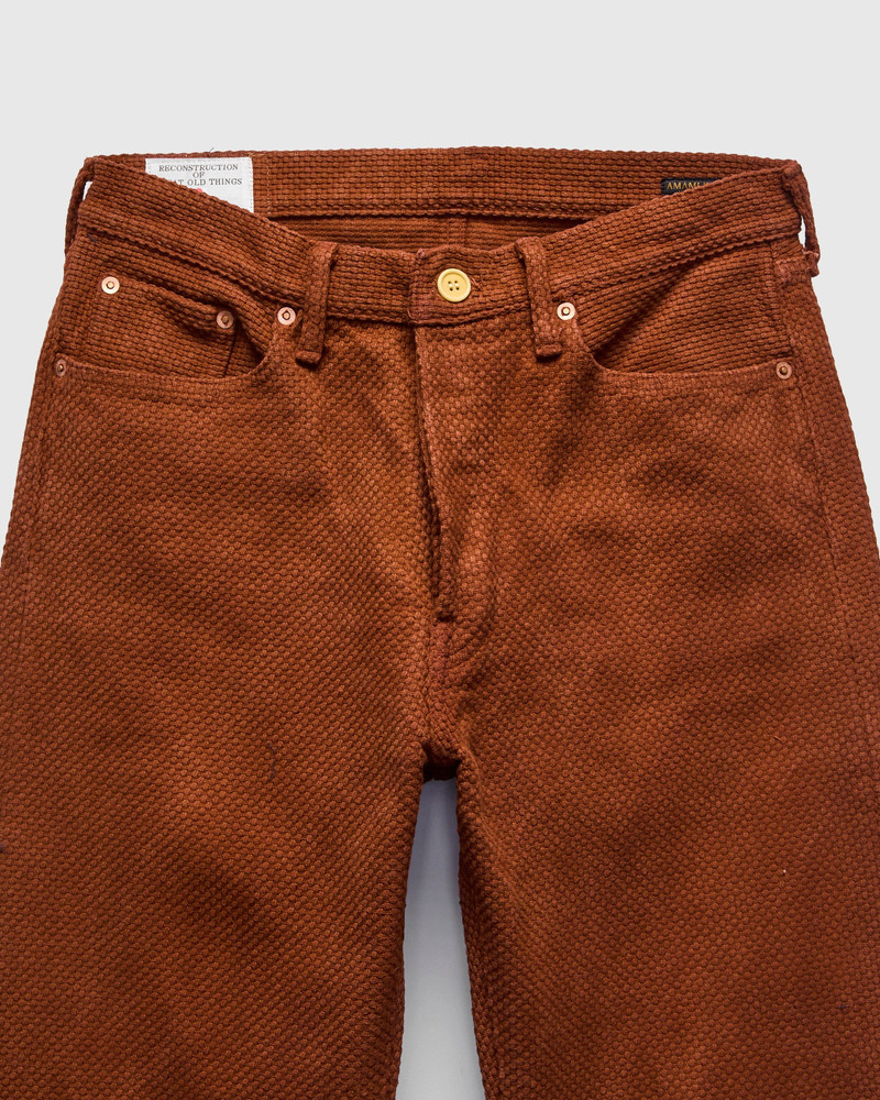 1914W "Amami Mud-Dyed" 17oz Brown Sashiko Jeans - Regular Straight Fit 5