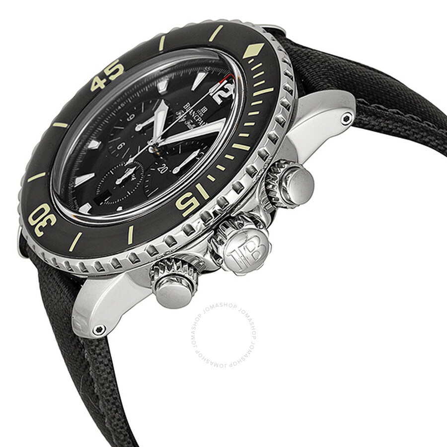 Blancpain Fifty Fathoms Black Dial Flyback Chronograph Black Fabric Strap Men's Watch 5085F-1130-52 - 2