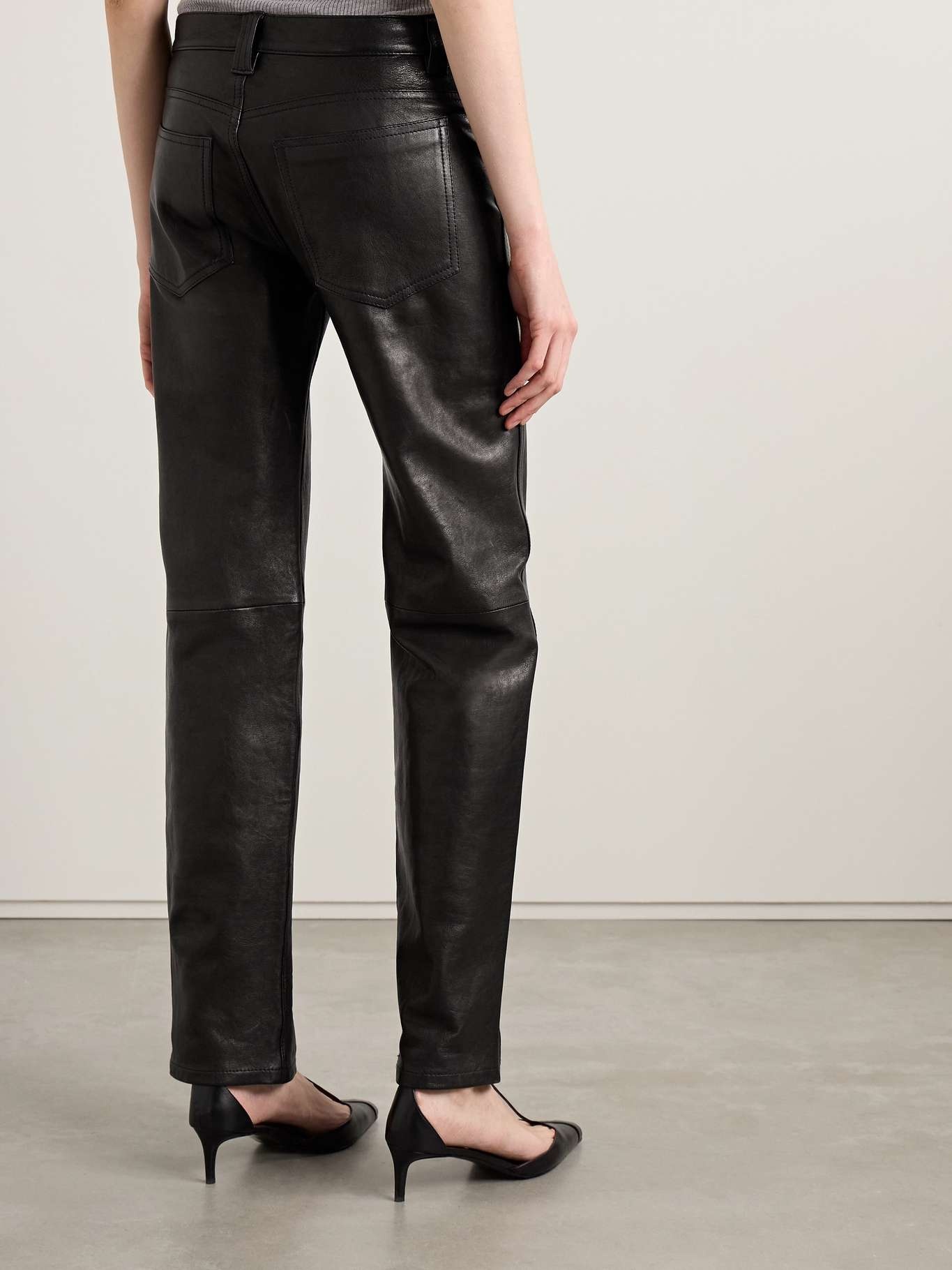 Emmet leather straight-leg pants Black - 4