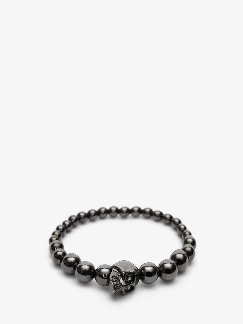 Skull Multi Beaded Bracelet in Ruthenium - 1
