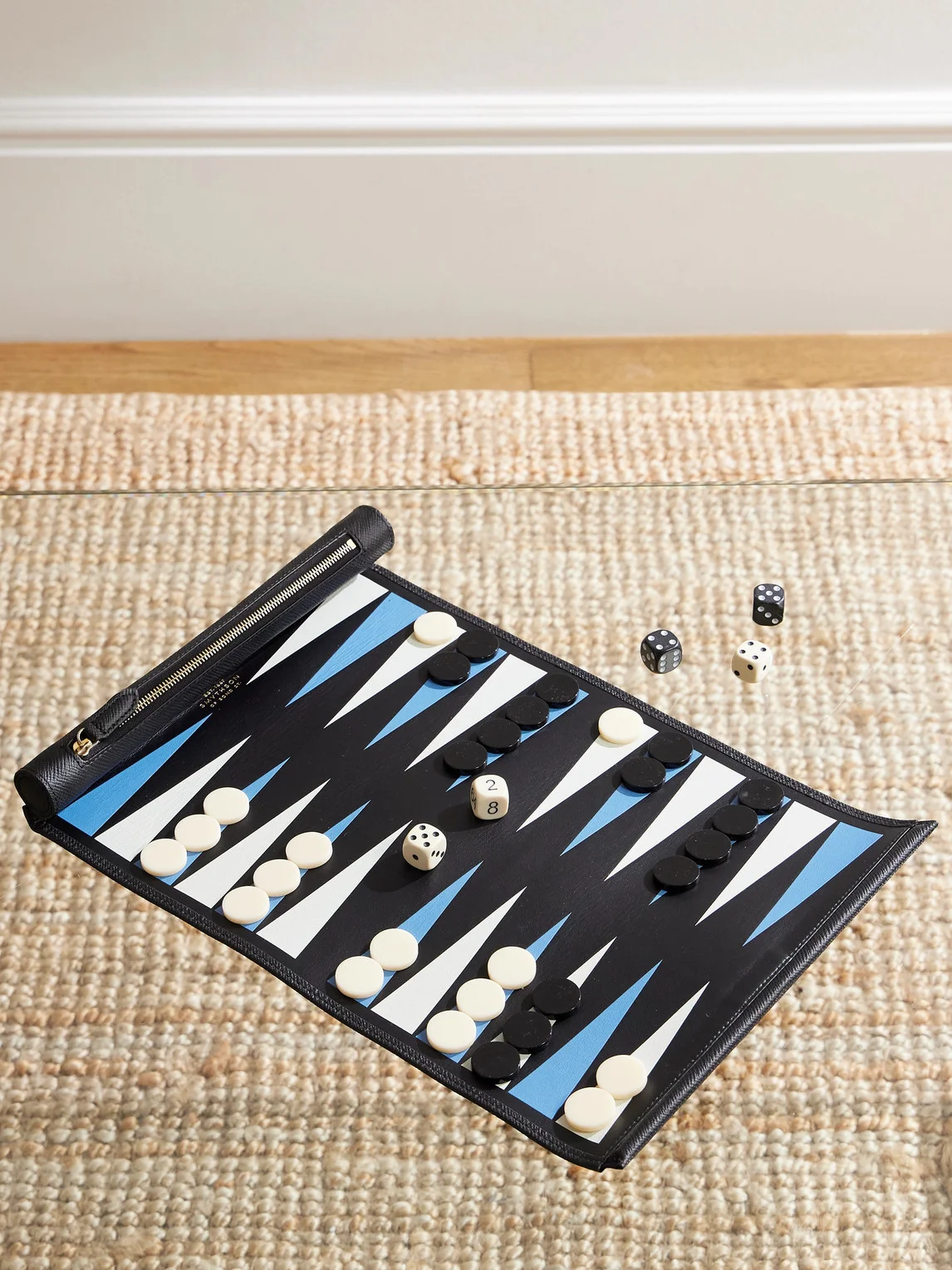 Cross-Grain Leather Backgammon Roll - 1