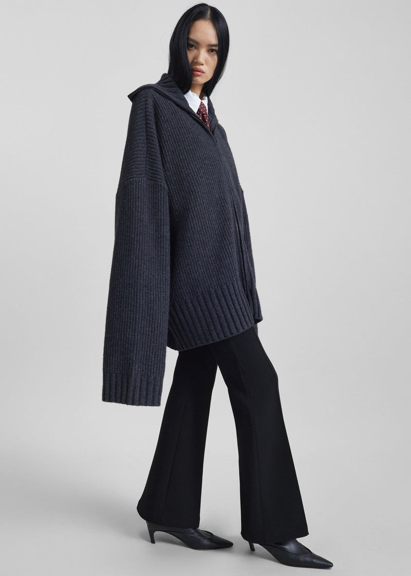 Saclay Oversized Zip-Up Cardigan - Charcoal 4
