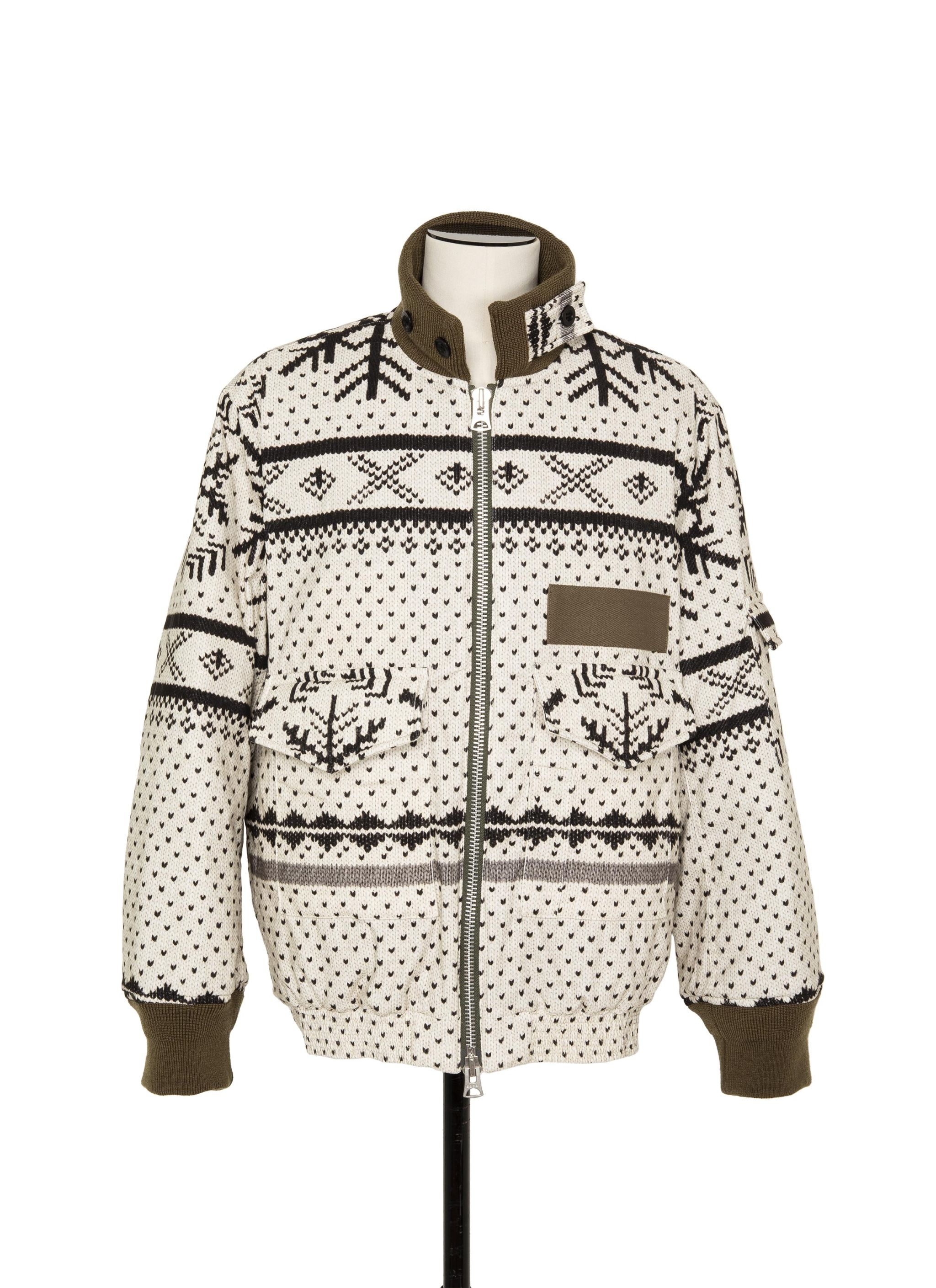 Pattern Knit Print Blouson - 1