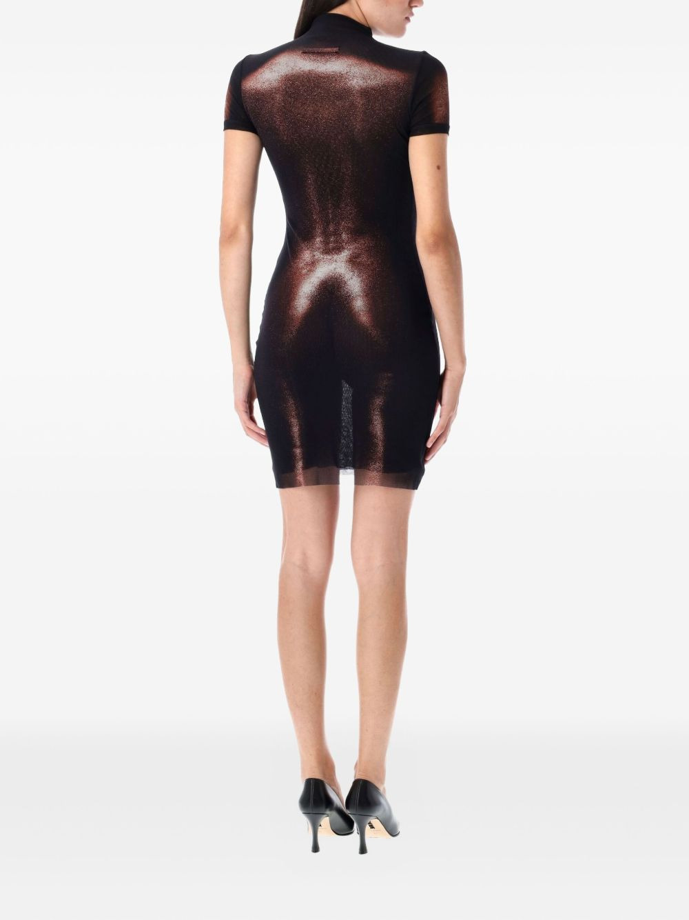mesh body-print mini dress - 2