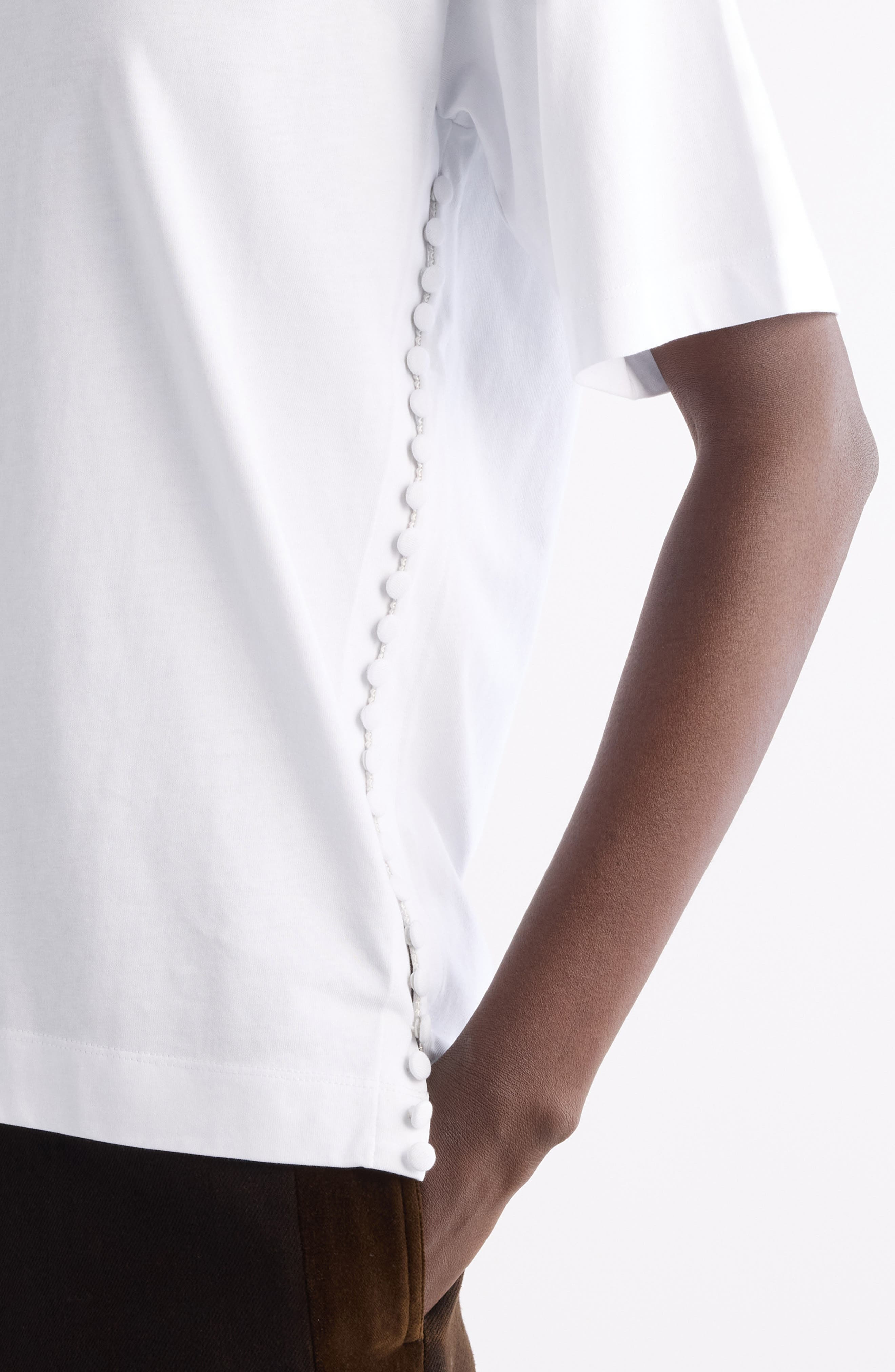 Dries Van Noten Heydu Side Button Cotton T-Shirt in White at Nordstrom - 5