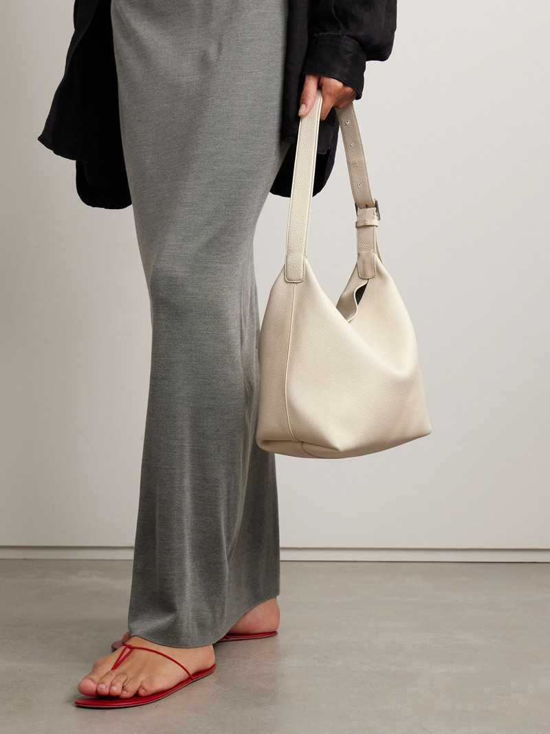 The Row Isa textured-leather shoulder bag Ivory outlook