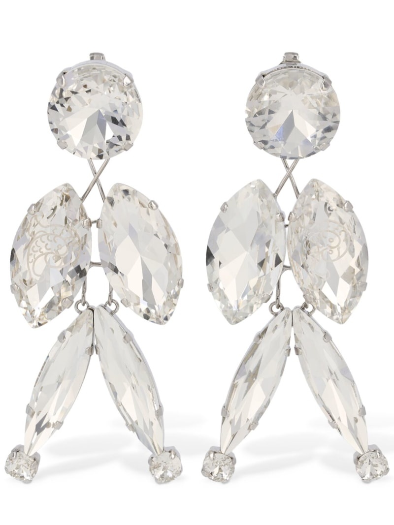 Crystal cascade clip-on earrings - 1