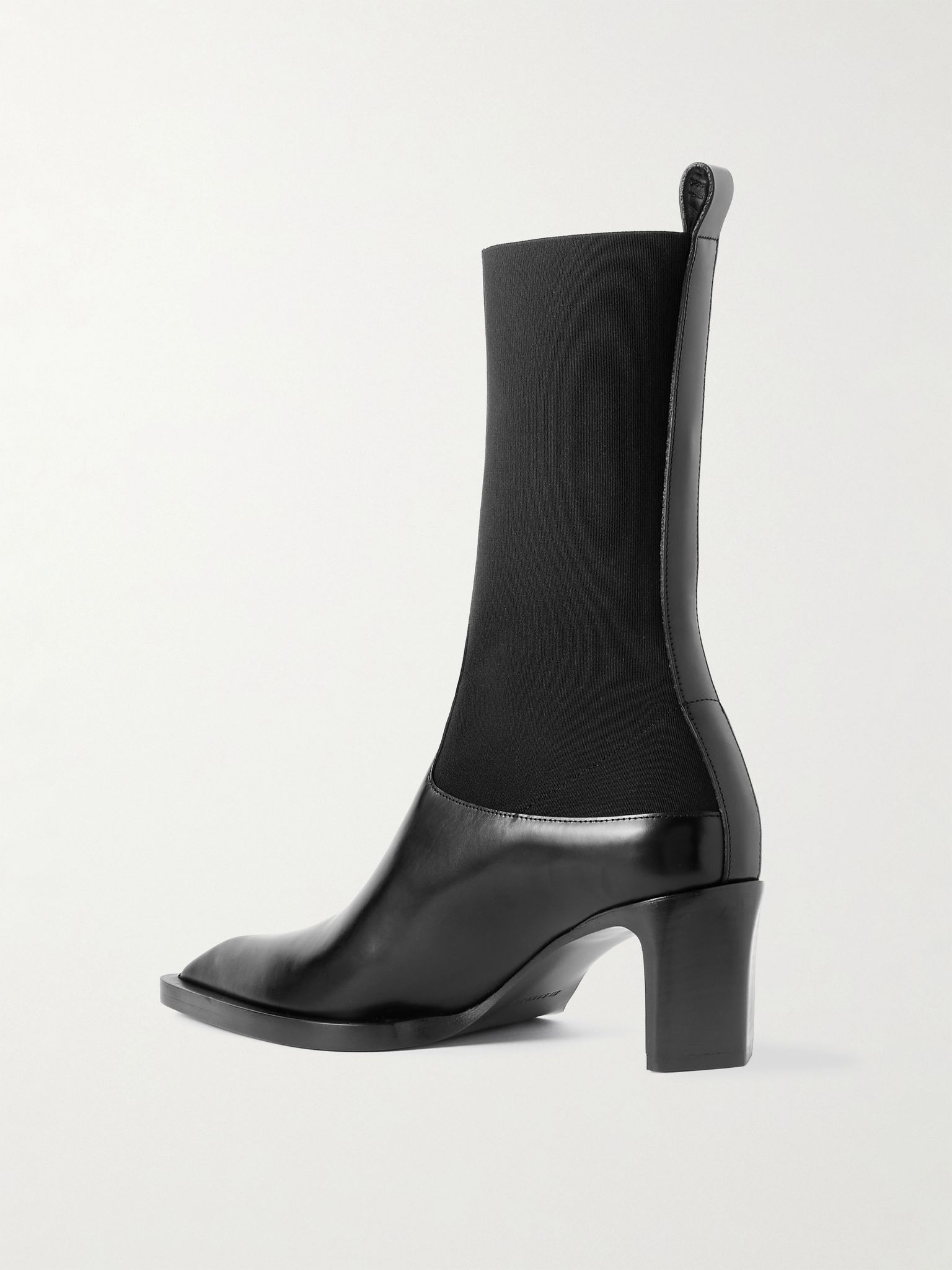 Stretch-knit and leather ankle boots Black - 3