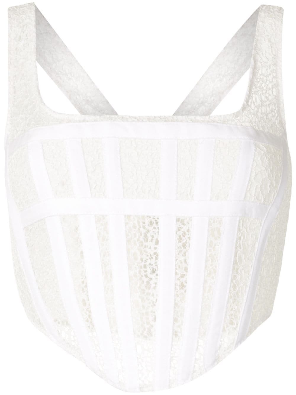 mesh panelled corset crop top - 1