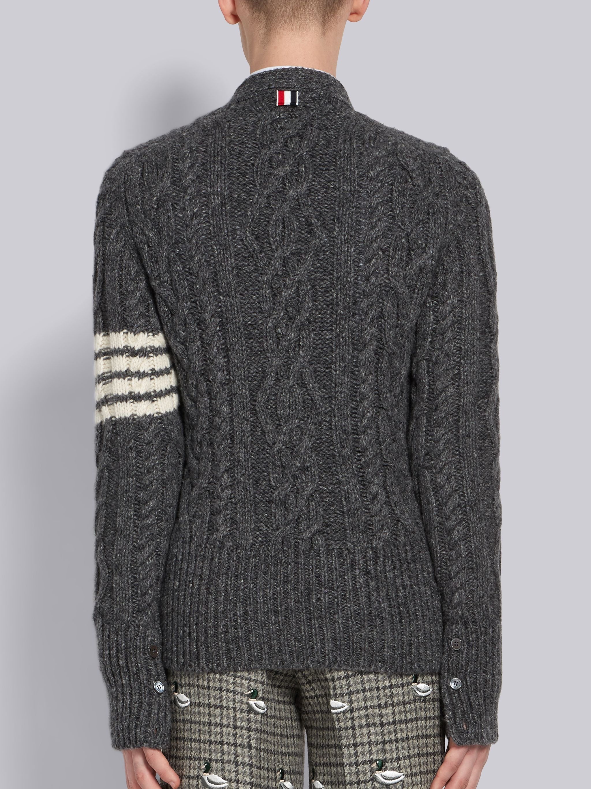 4-Bar Aran Cable Cashmere Cardigan - 3