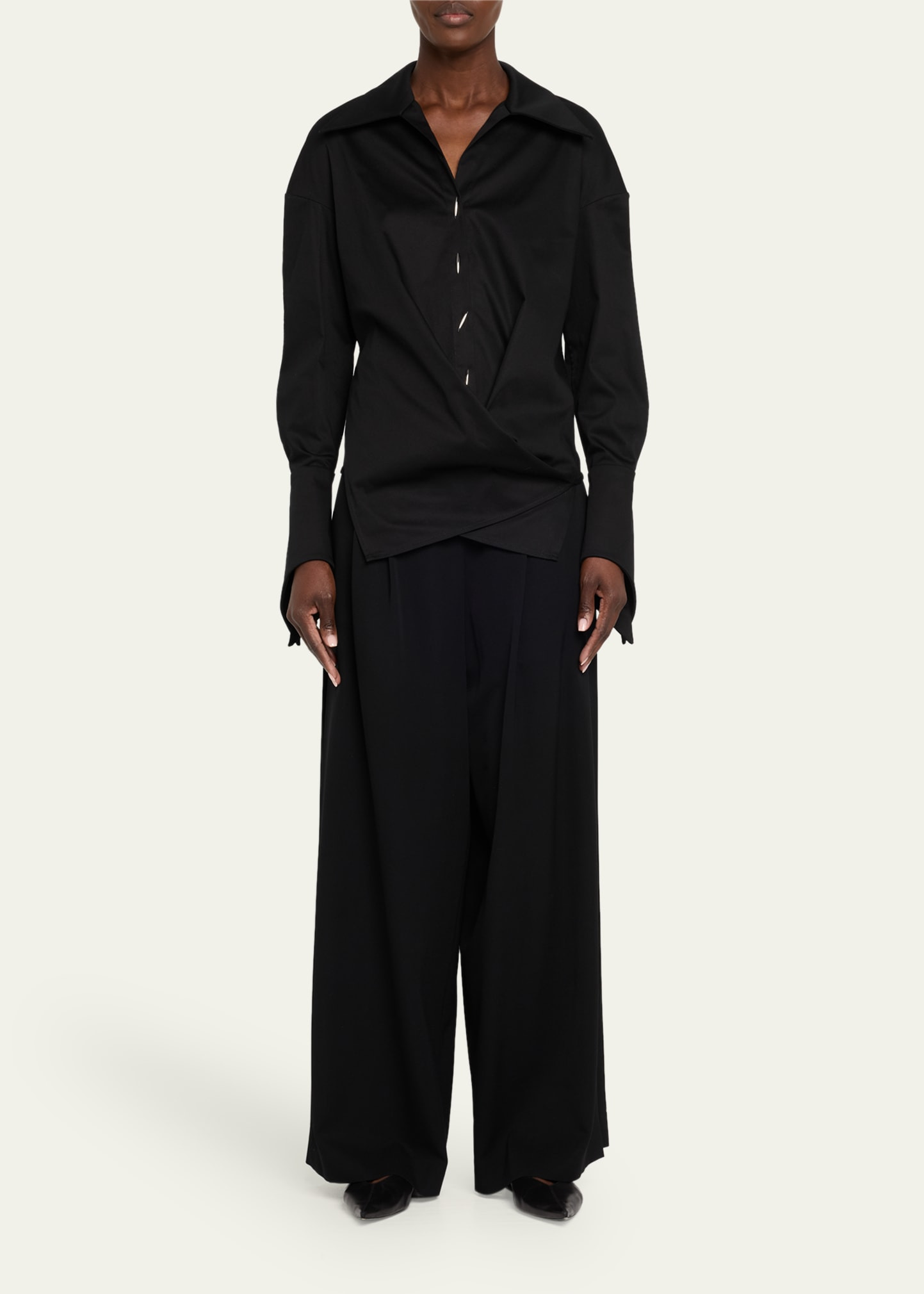 Collared Wrap Blouse - 2