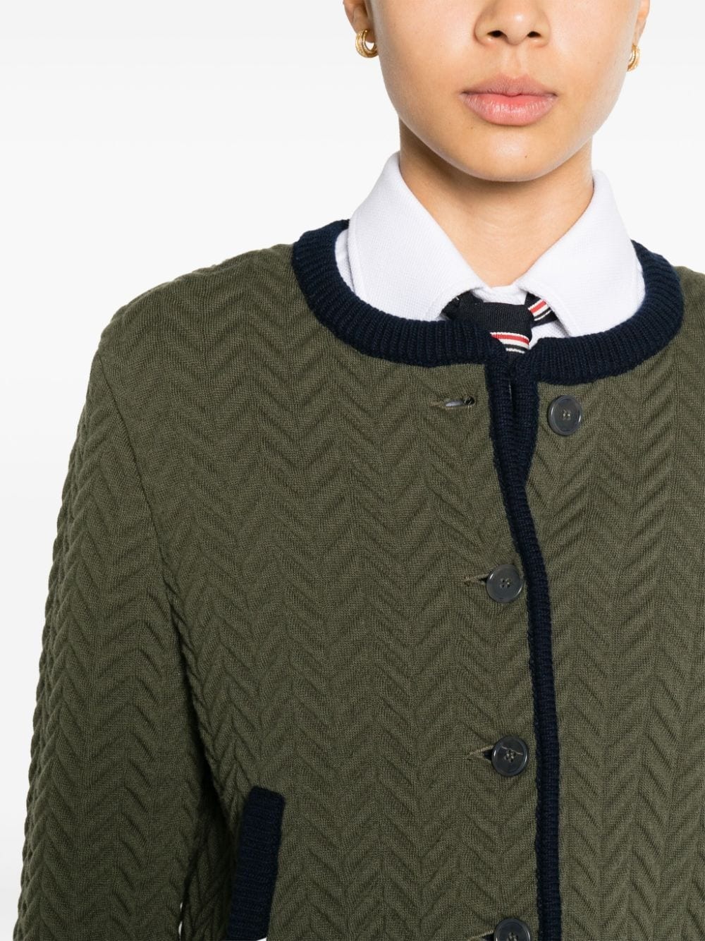 herringbone quilted-jacquard cardigan - 5