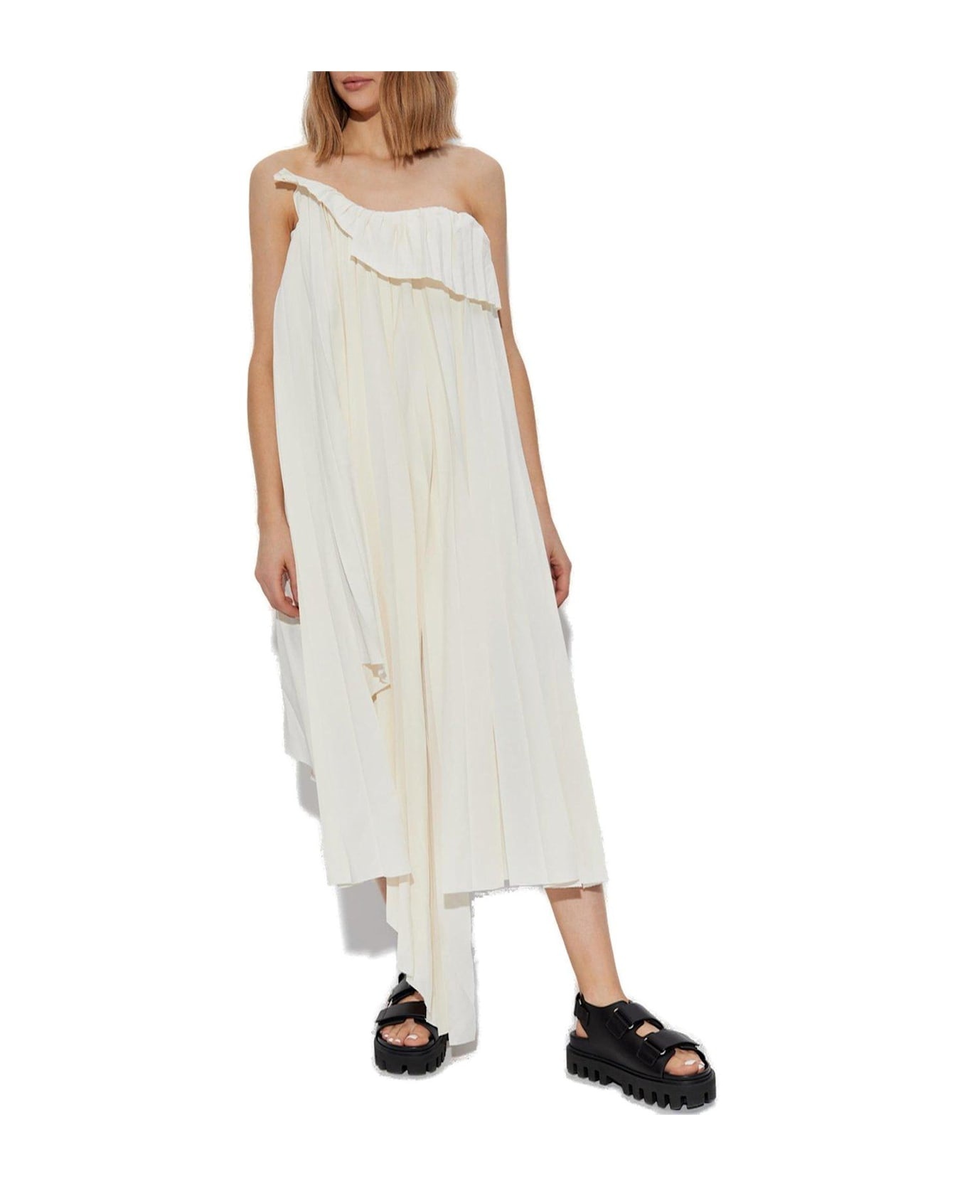 Pleated Off-shoulder Dress - 2