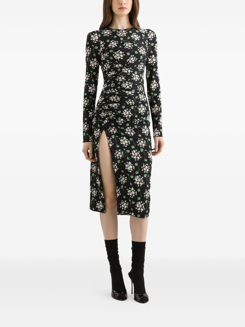 Dolce & Gabbana geranium bouquets-print charmeuse dress outlook