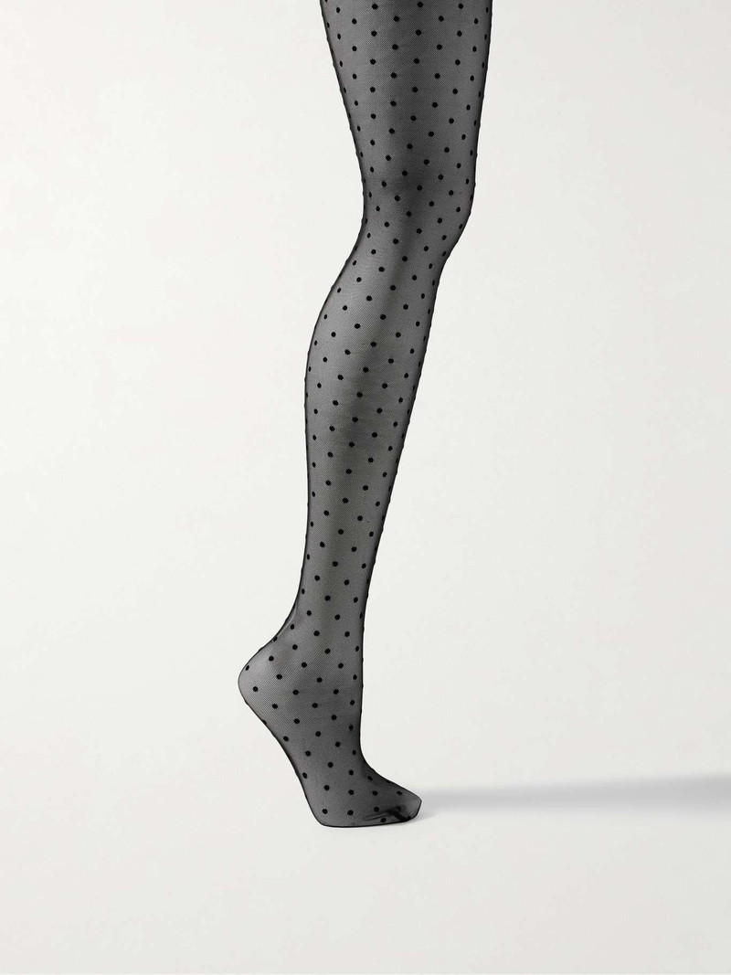 Flocked stretch-tulle tights - 1
